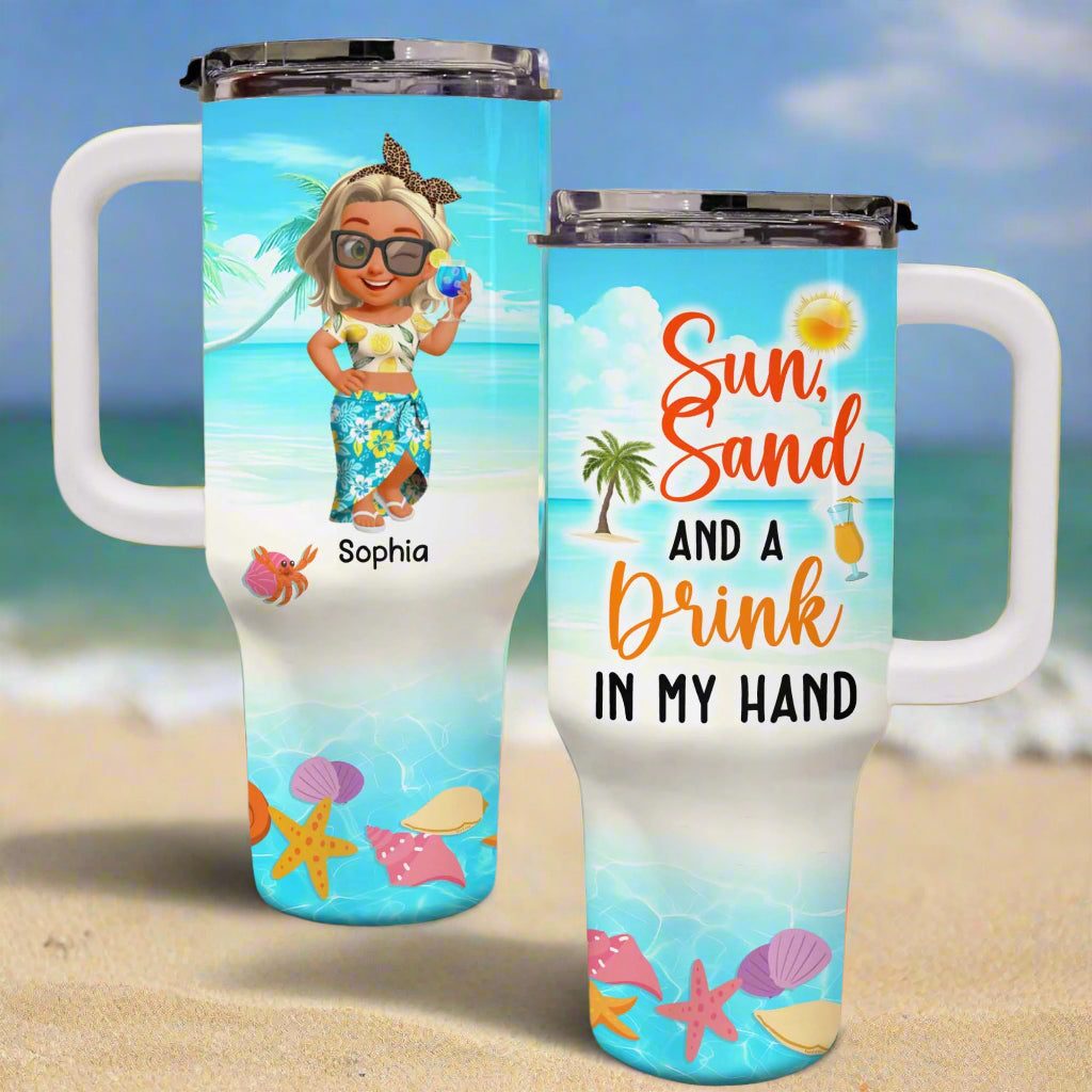 Personalize Your Sea-Themed Tumbler, Perfect For Beach Lovers - Personalized 40oz Tumbler With Straw - GDT352_TBS