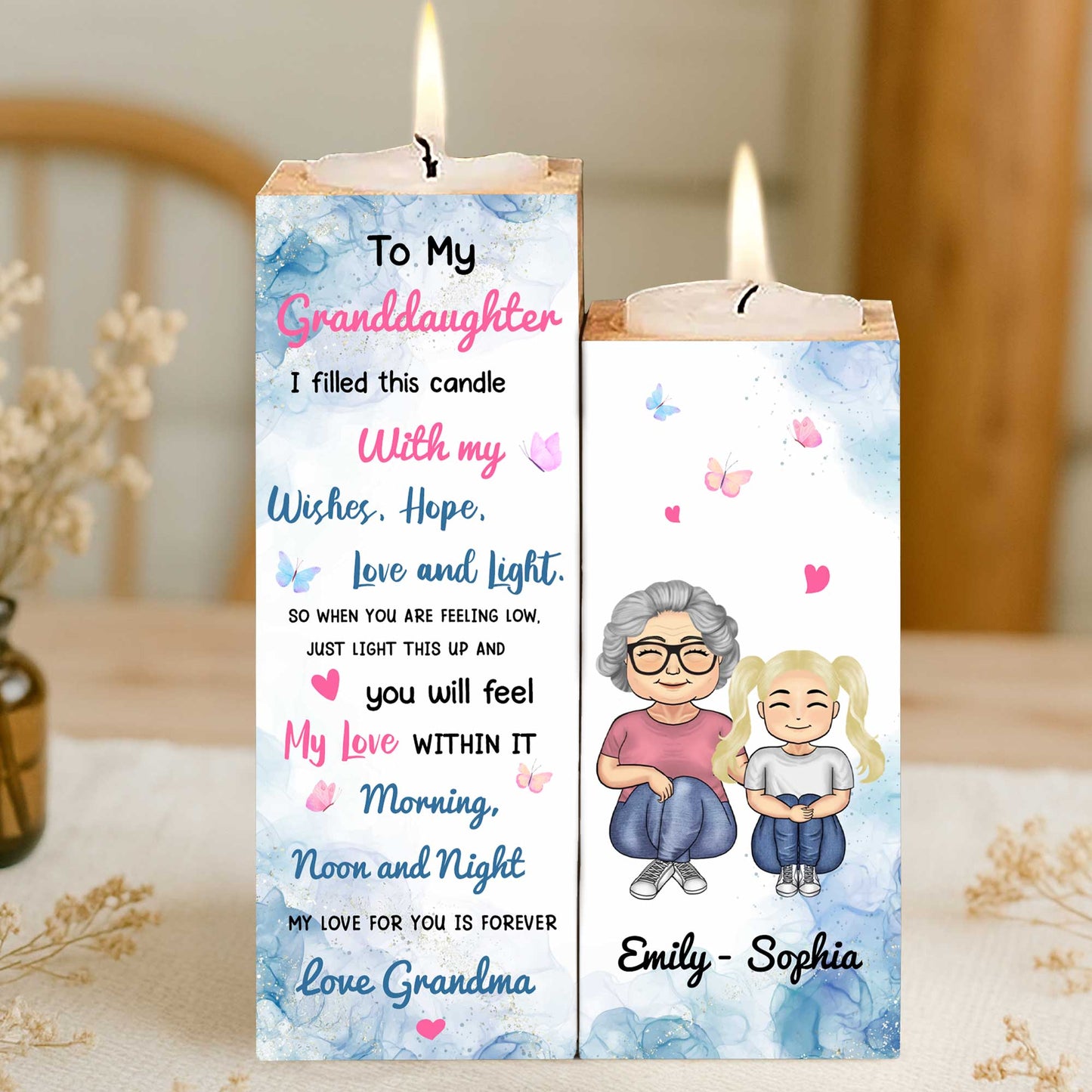 Love Grandma, Candle With Wishes And Light