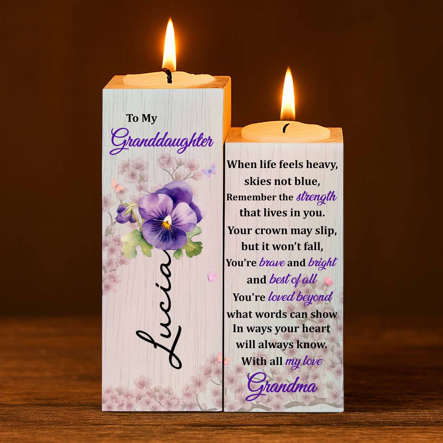 To My Granddaughter, You’re Brave and Bright - Personalized Custom Candle Holder - GDT356_CAHOW