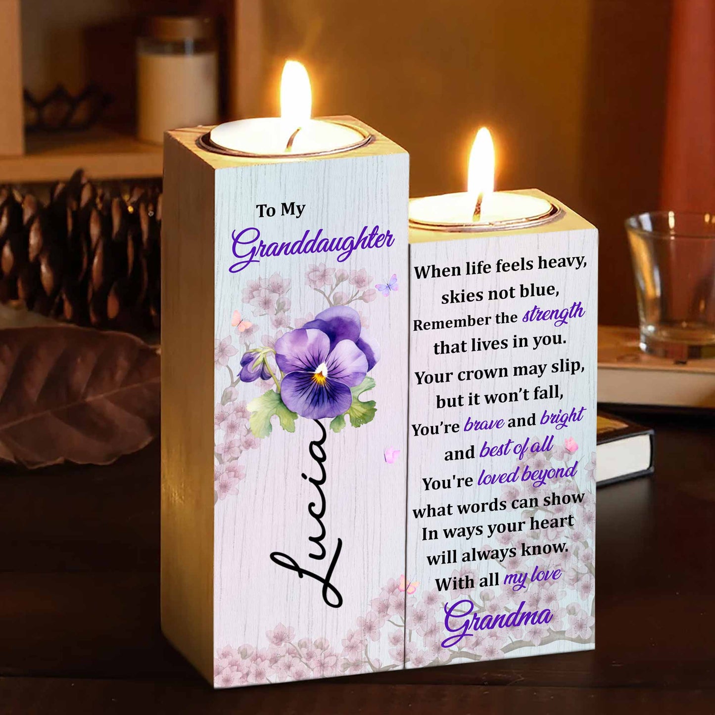 To My Granddaughter, You’re Brave and Bright - Personalized Custom Candle Holder - GDT356_CAHOW