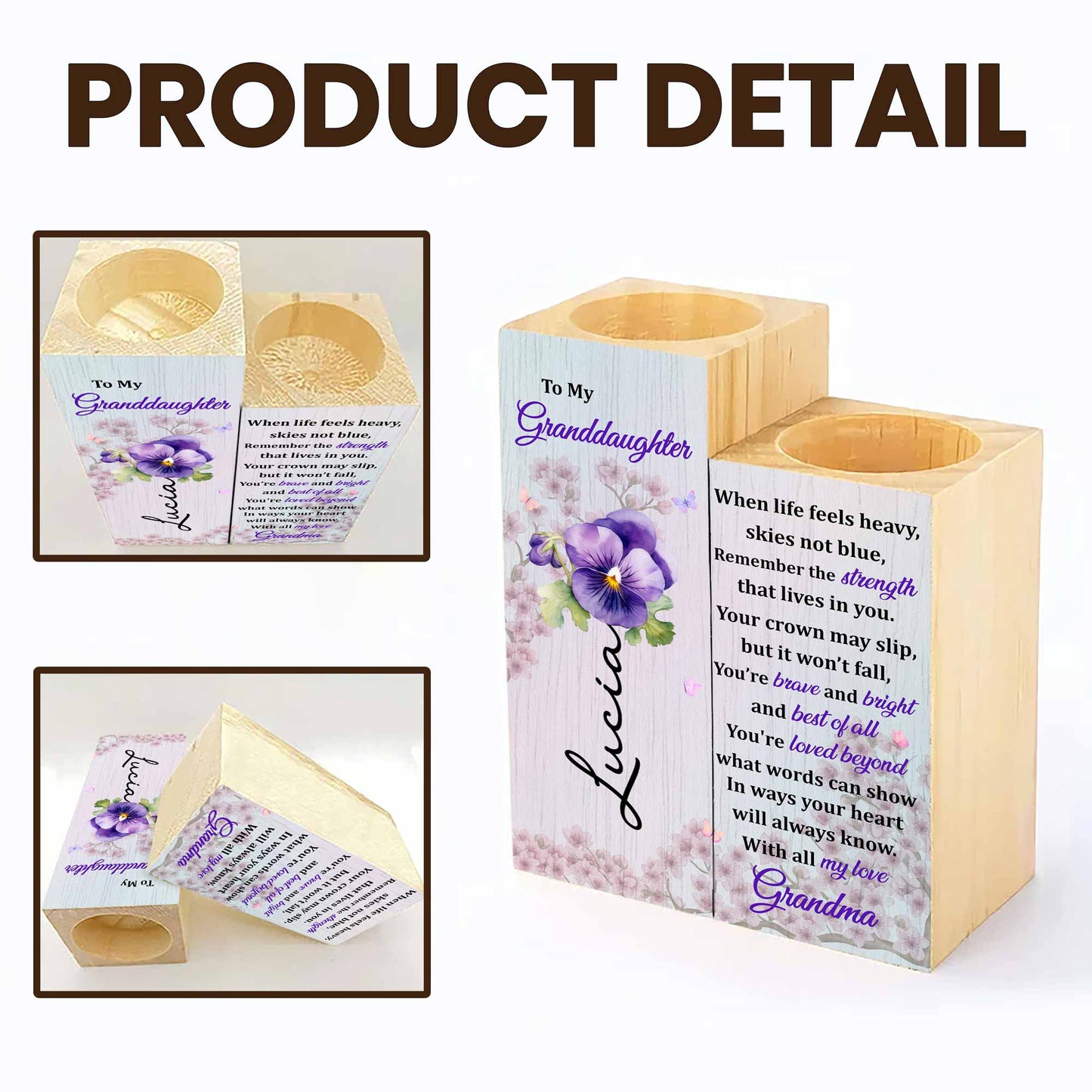 To My Granddaughter, You’re Brave and Bright - Personalized Custom Candle Holder - GDT356_CAHOW