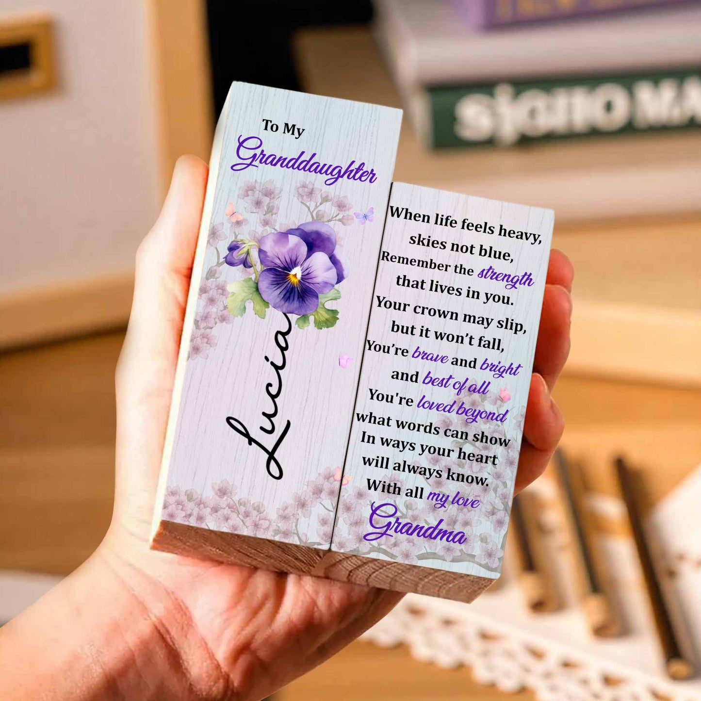 To My Granddaughter, You’re Brave and Bright - Personalized Custom Candle Holder - GDT356_CAHOW