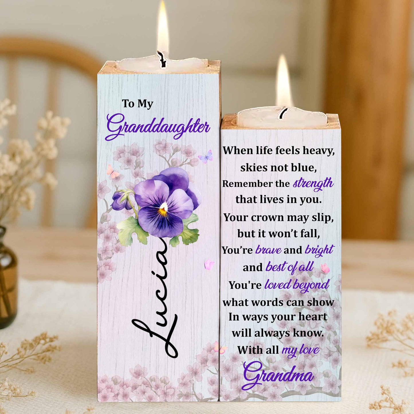 To My Granddaughter, You’re Brave and Bright - Personalized Custom Candle Holder - GDT356_CAHOW