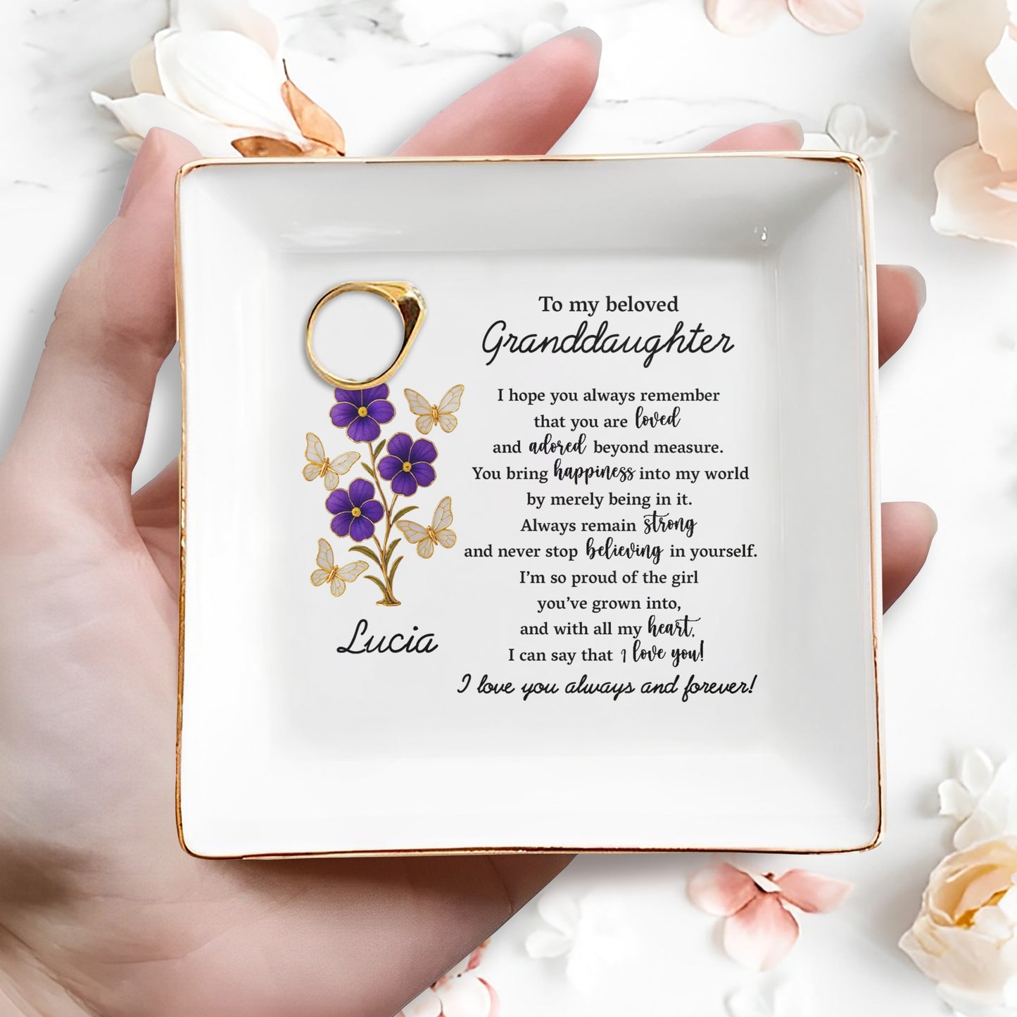 To My Beloved Granddaughter, Flowers And Butterflies