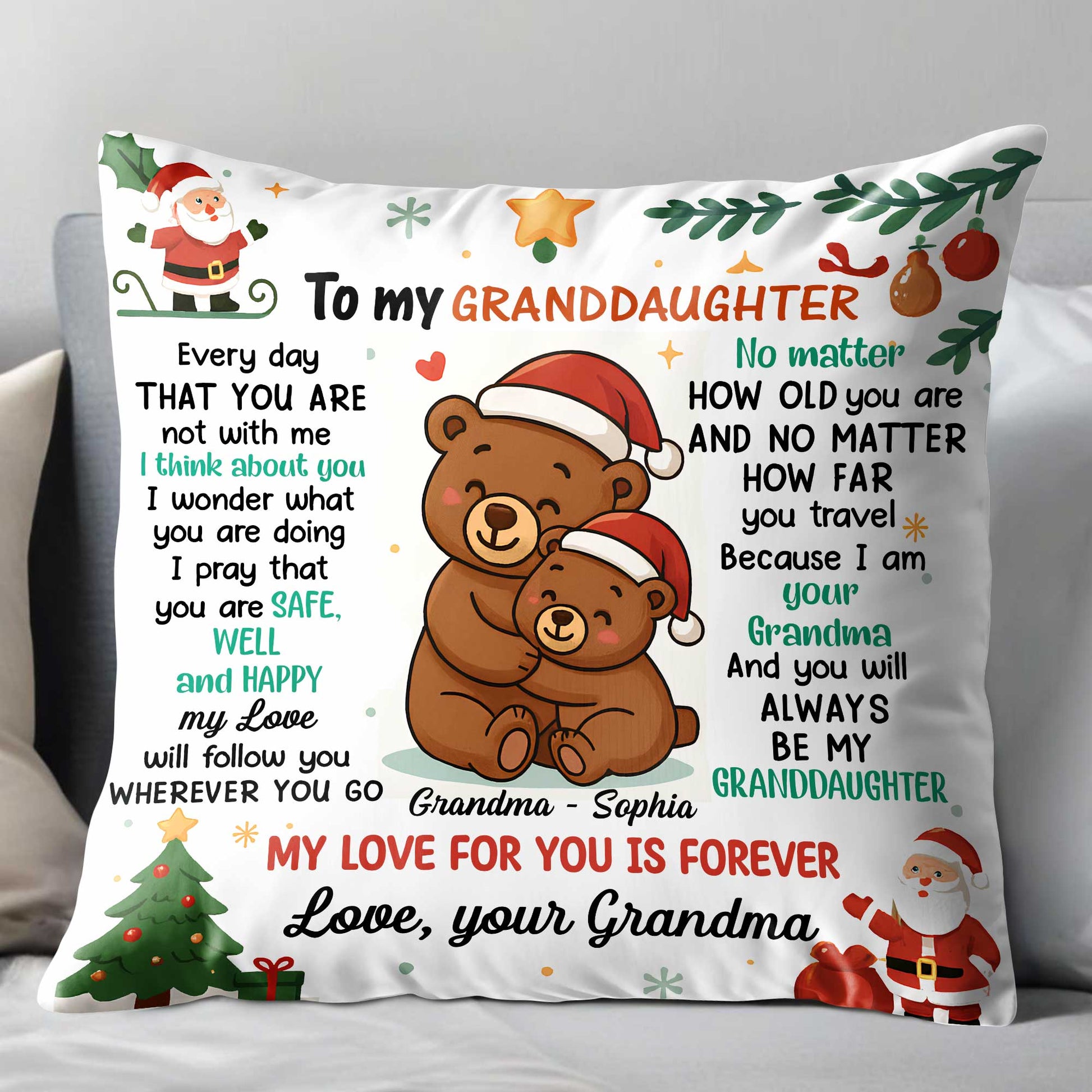 To My Granddaughter, My Love For You Is Forever, Bears and Christmas Theme