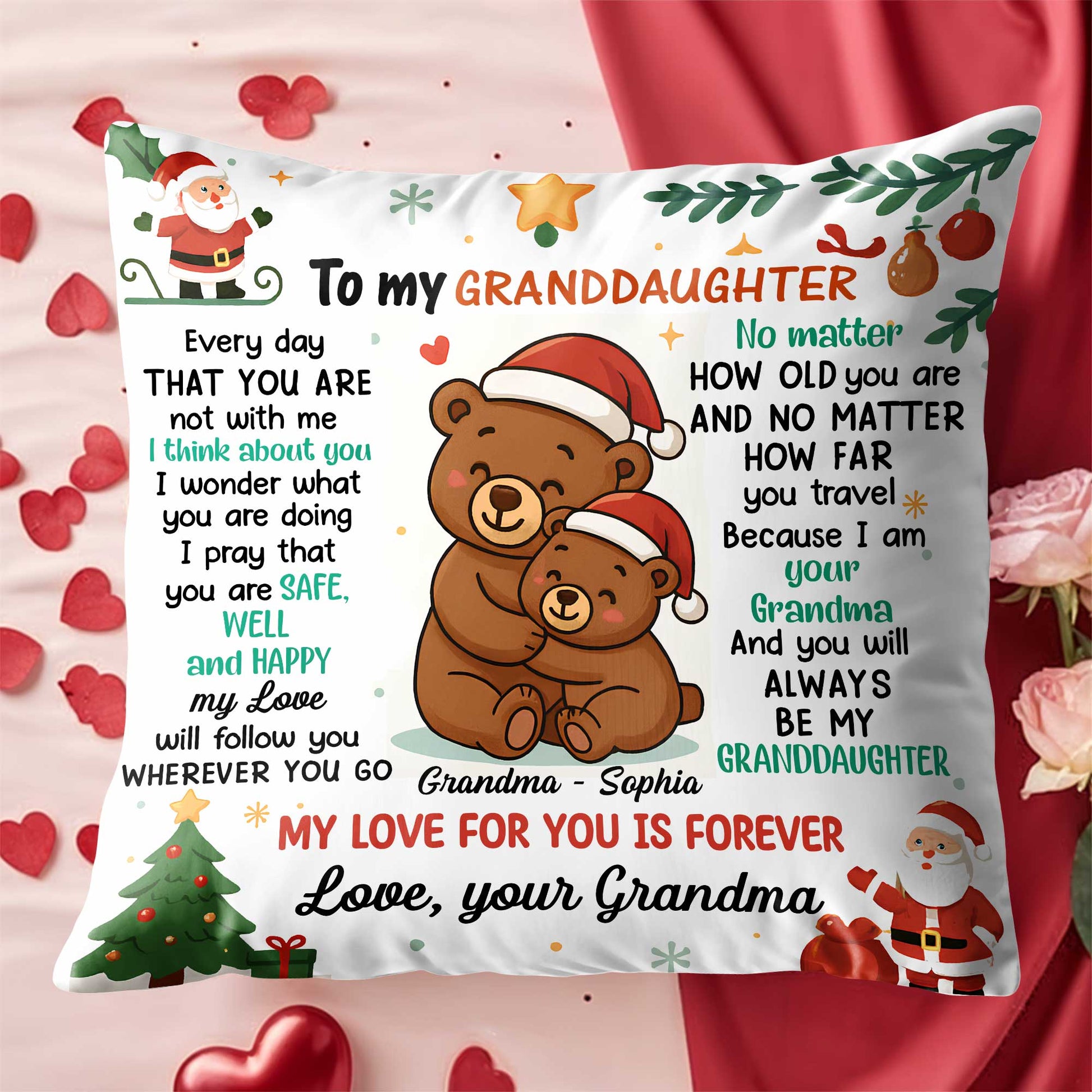 To My Granddaughter, My Love For You Is Forever, Bears and Christmas Theme