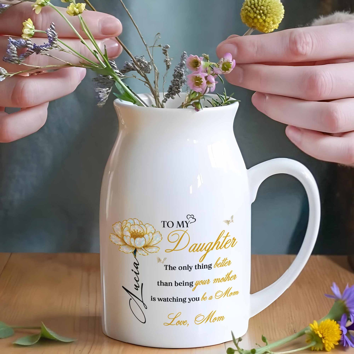 To My Daughter, Watching You Be a Mom, Flower Design - Personalized Ceramic Flower Vase - GDT376_CEV