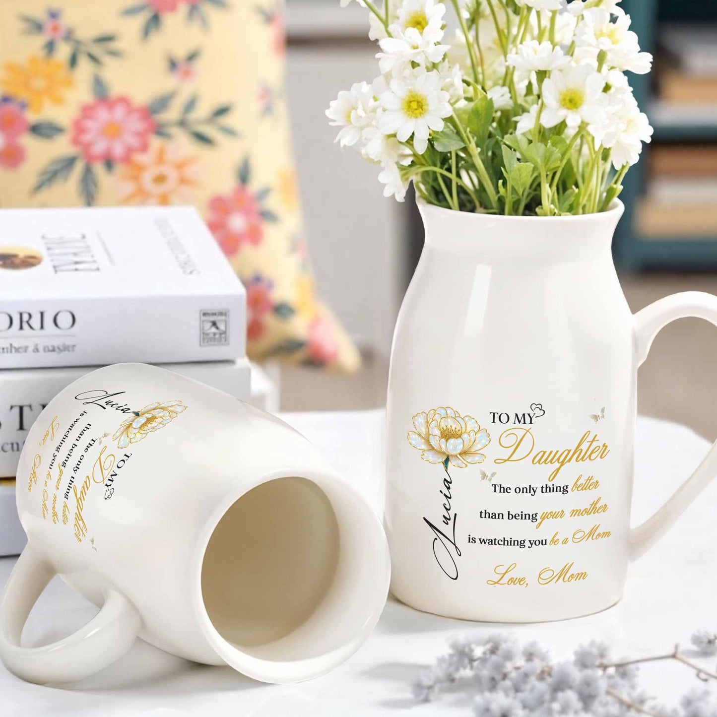 To My Daughter, Watching You Be a Mom, Flower Design - Personalized Ceramic Flower Vase - GDT376_CEV