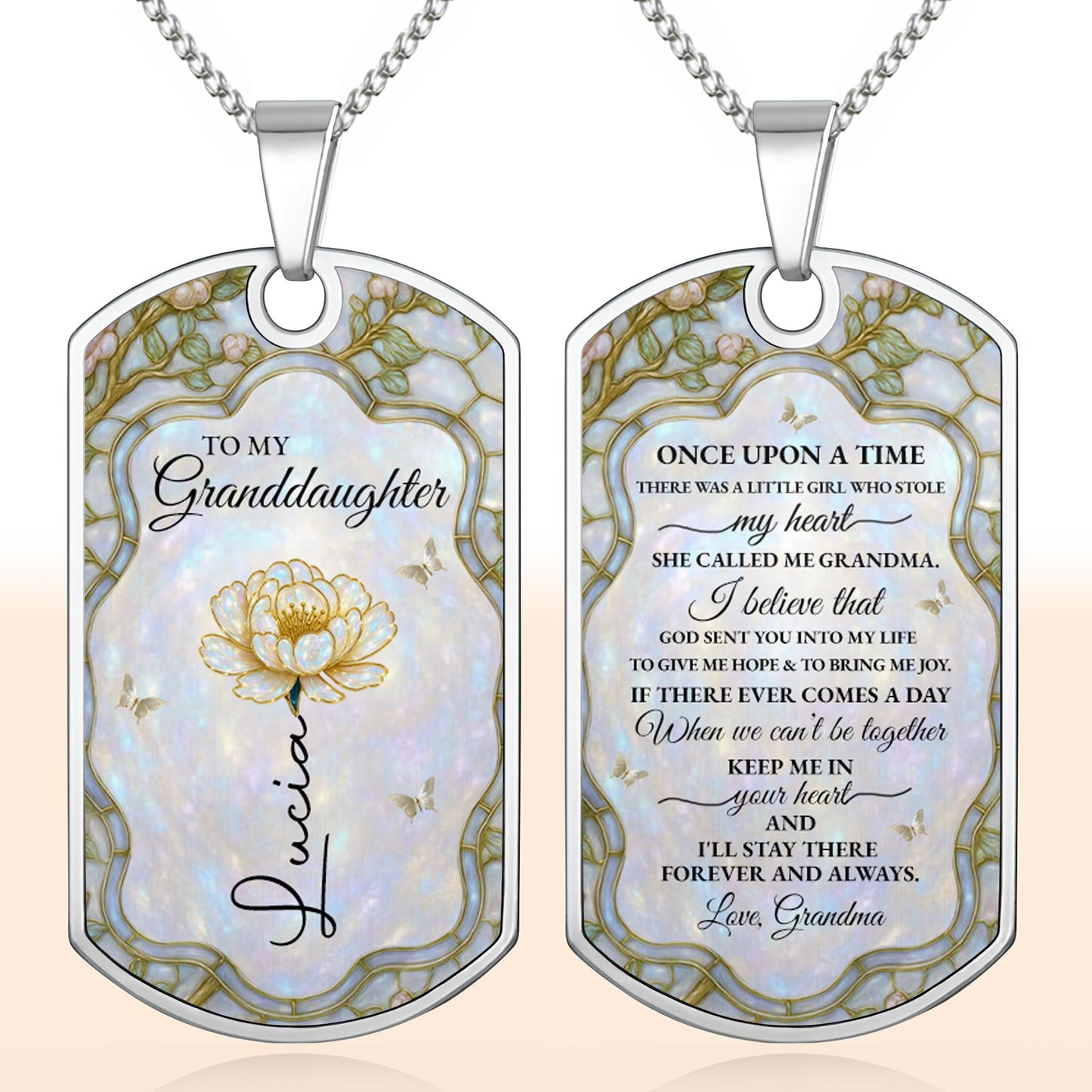 To My Granddaughter Flower And Butterfly Necklace