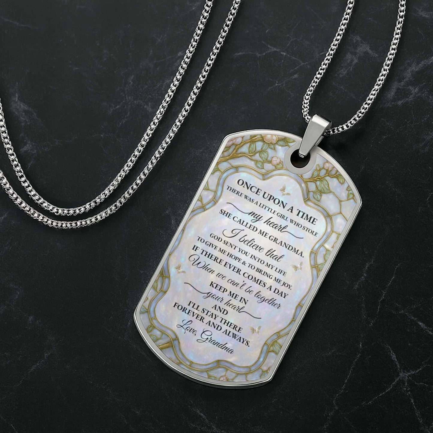 To My Granddaughter Flower And Butterfly Necklace