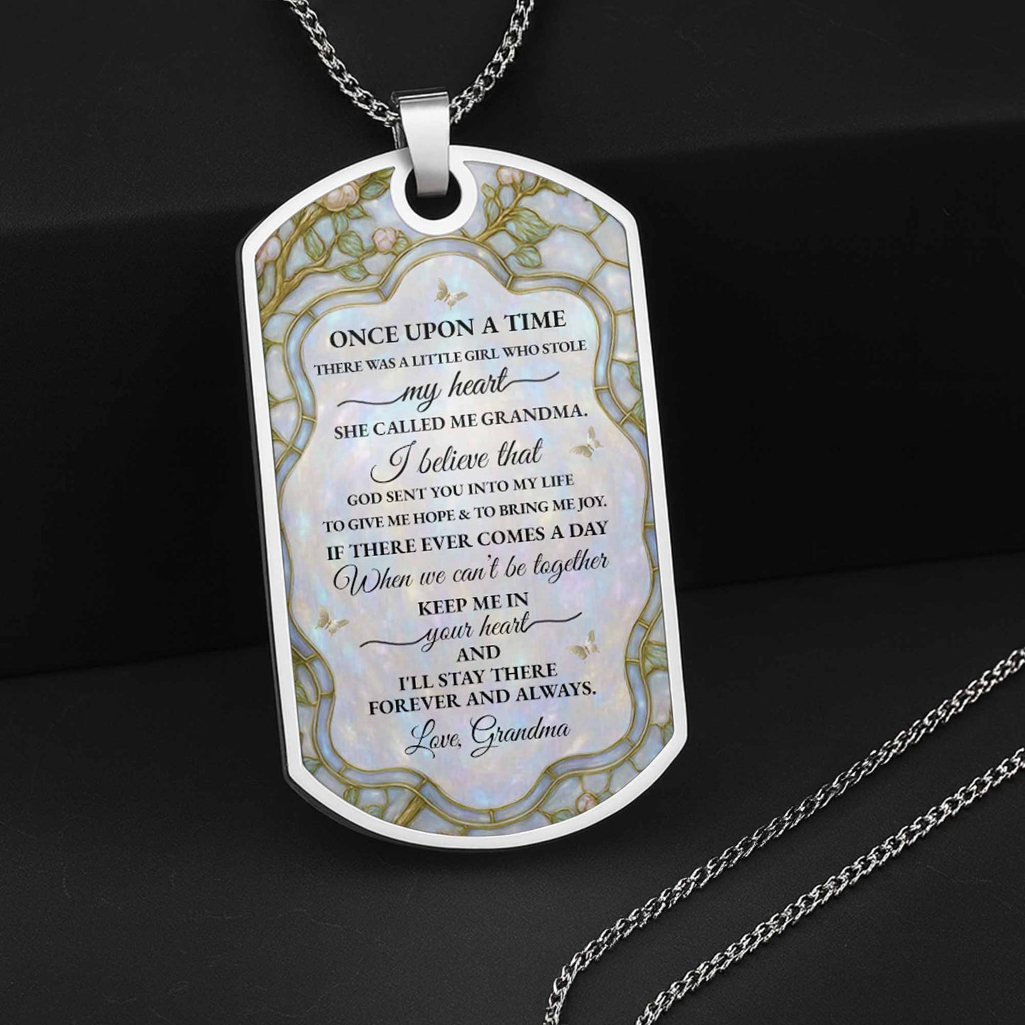 To My Granddaughter Flower And Butterfly Necklace