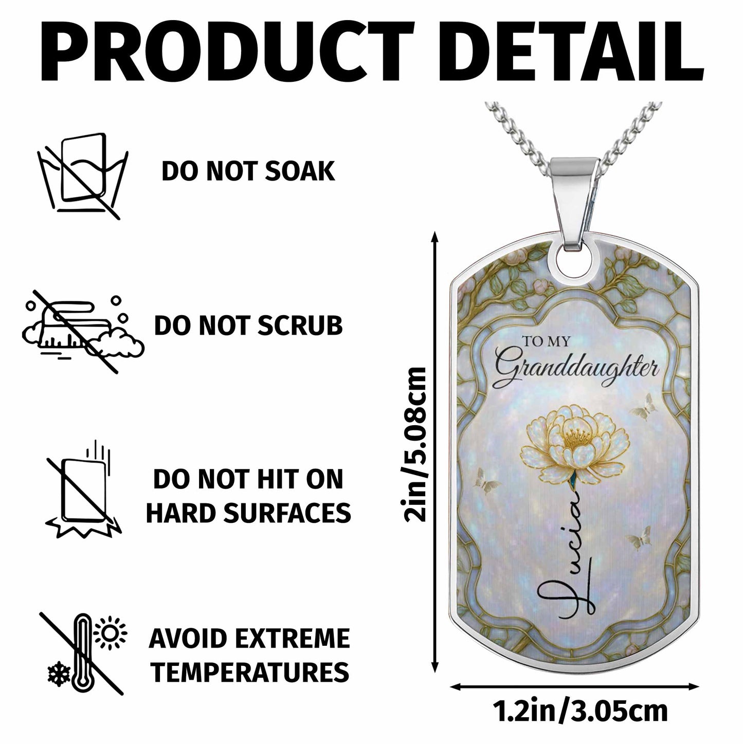 To My Granddaughter Flower And Butterfly Necklace