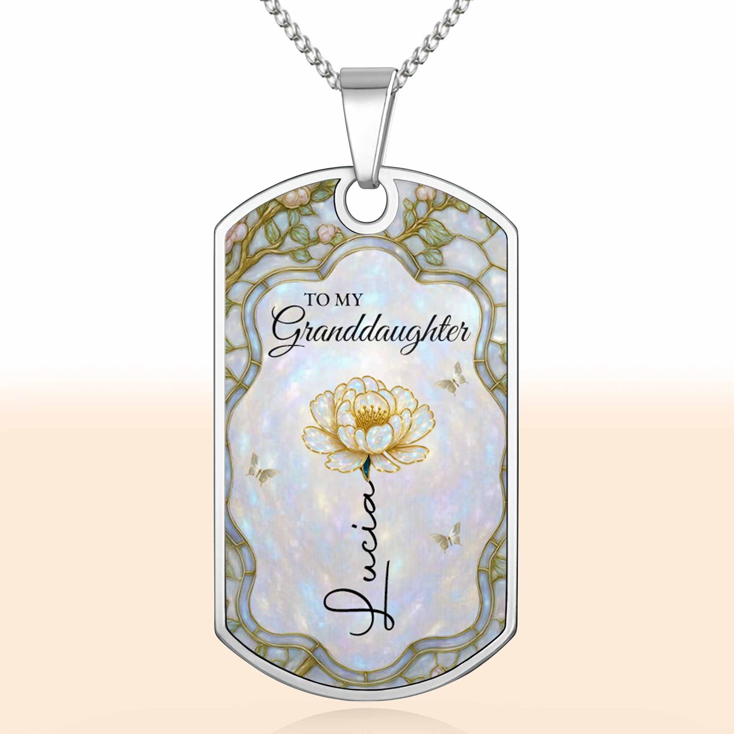 To My Granddaughter Flower And Butterfly Necklace