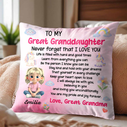 À mon arrière-petite-fille, fais-toi confiance ! Coussin personnalisé, insert inclus - GDT386_PLW