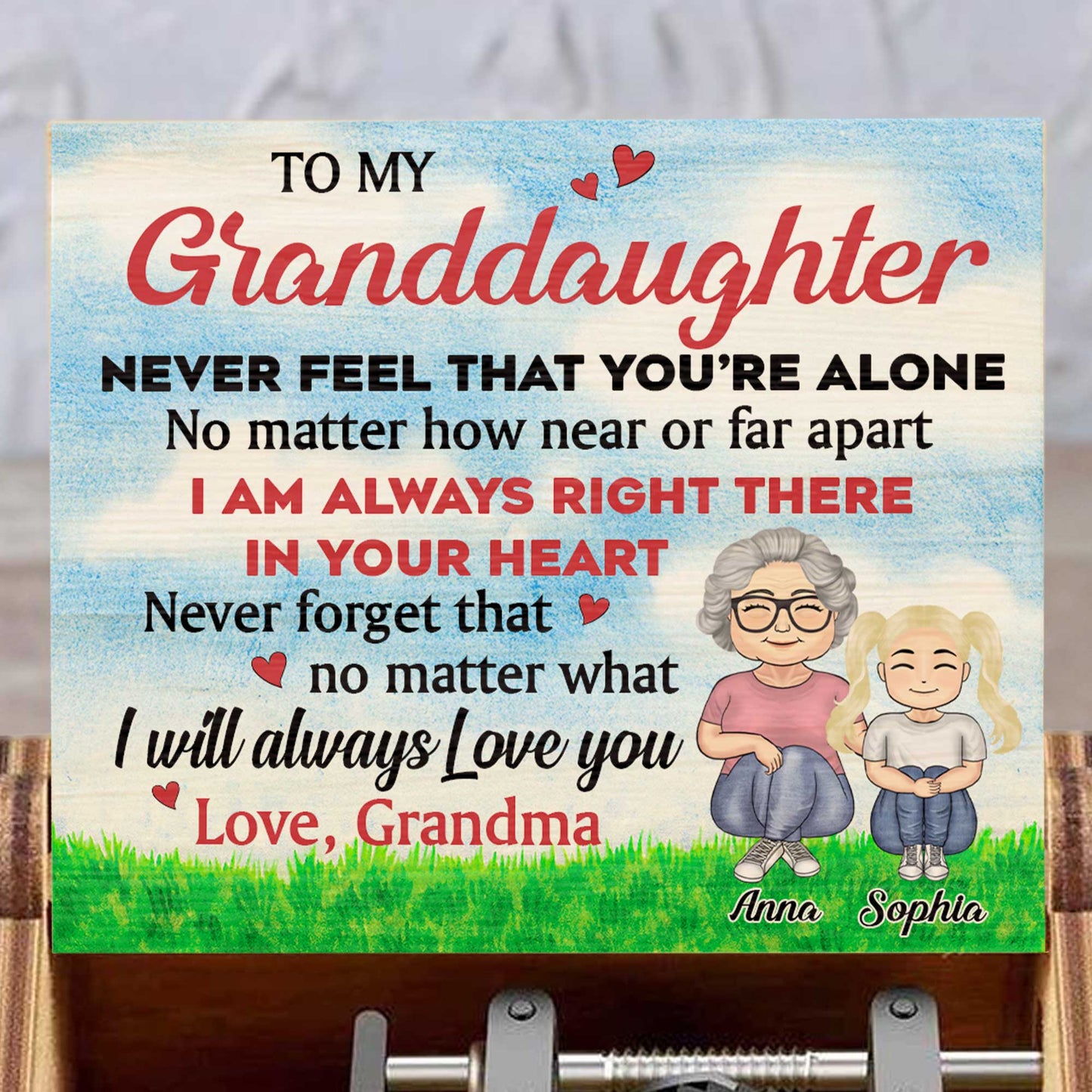 To My Granddaughter, Love From Grandma, Hearts And Grass