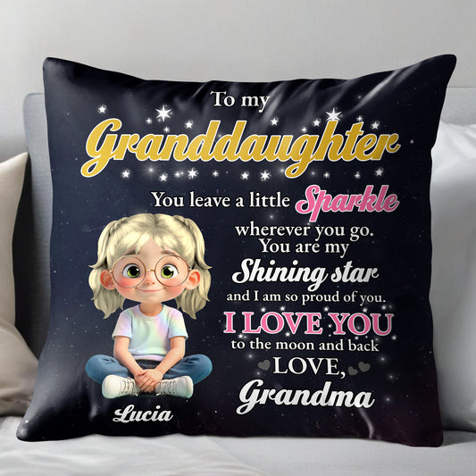 To My Granddaughter, Sparkle and Stars - Personalized Custom Pillow, Insert Included - GDT401_PLW