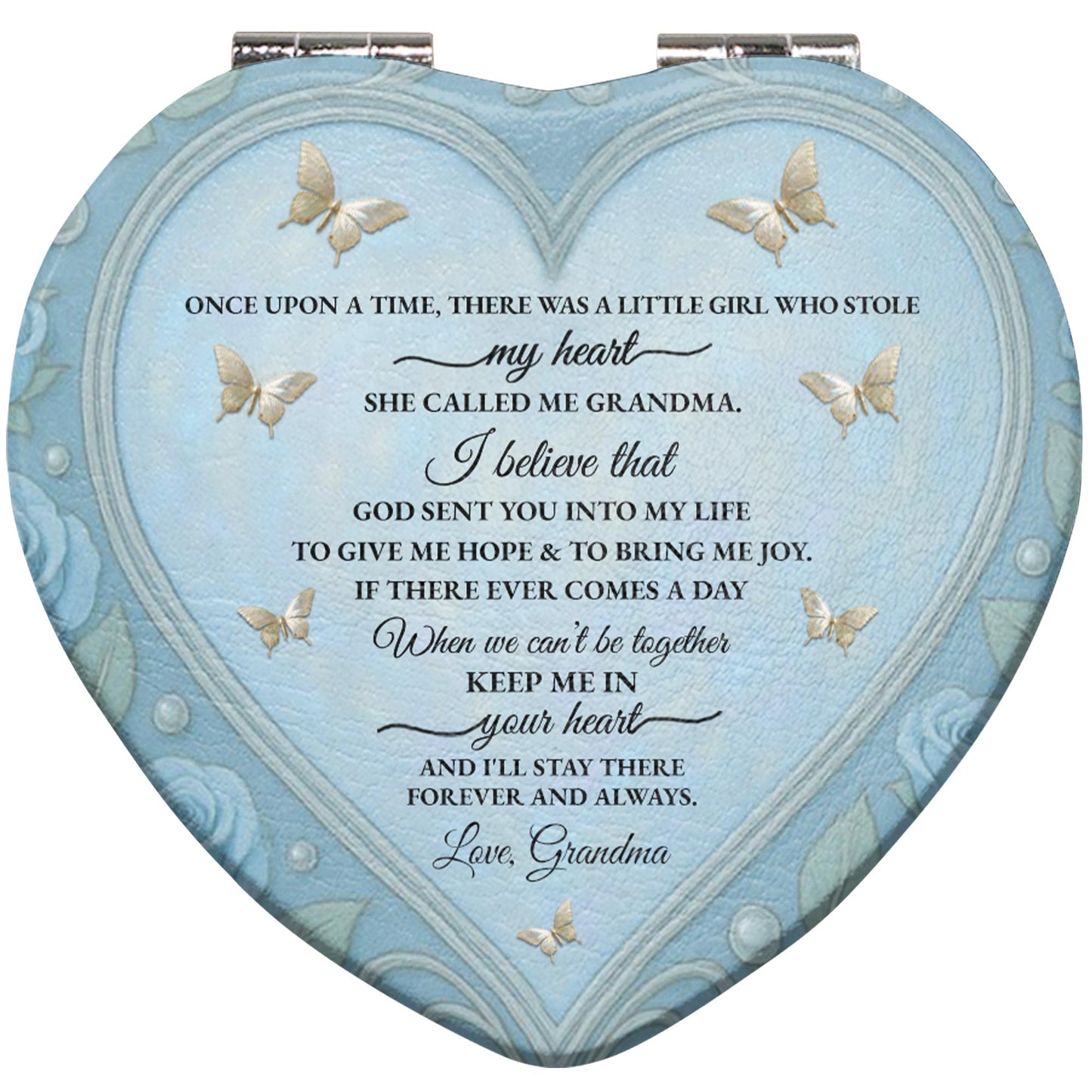 To My Granddaughter Daisy And Butterflies Heartfelt Message - Custom Heart Compact Mirror - GDT403_HCOM