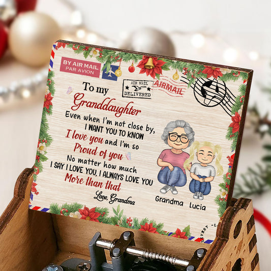 To My Granddaughter, Love Grandma, Grandmother And Granddaughter - Custom Music Box With "We Wish You A Merry Christmas" Tune - GDT409_MZX