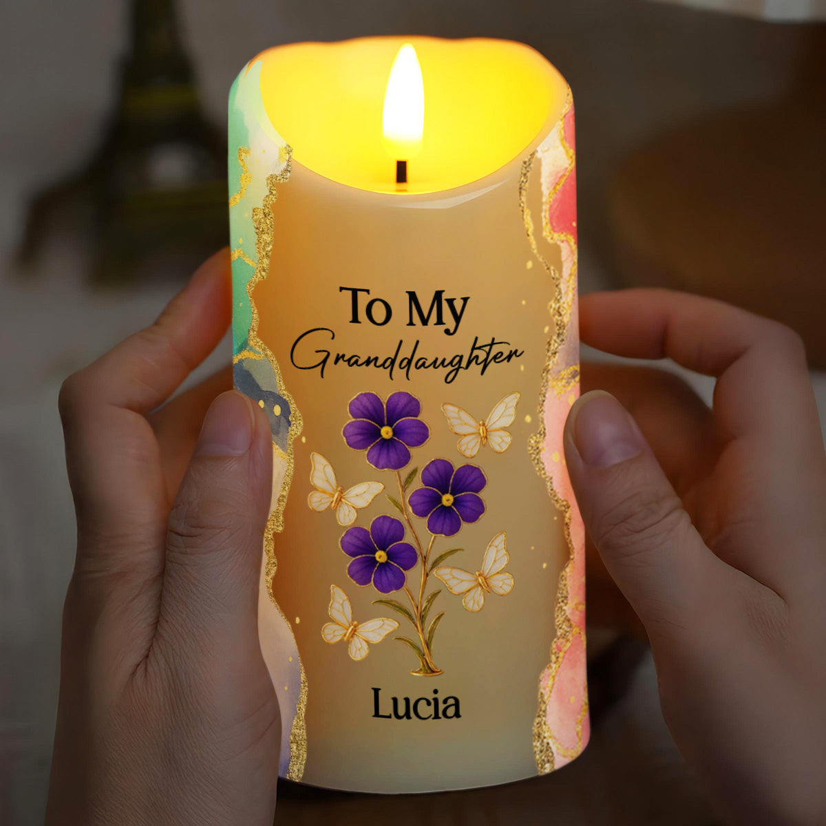 Always Remember You Are Braver, Butterflies And Flowers - Personalized Custom LED Candle - GDT418_LECA