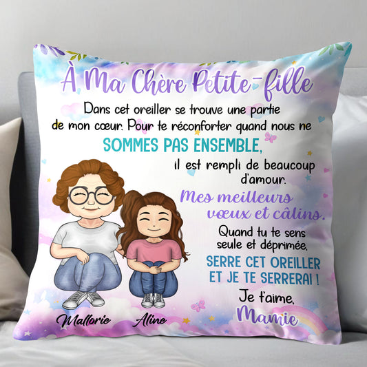 À Ma Chère Petite-Fille, Pillow With Grandmother And Granddaughter
