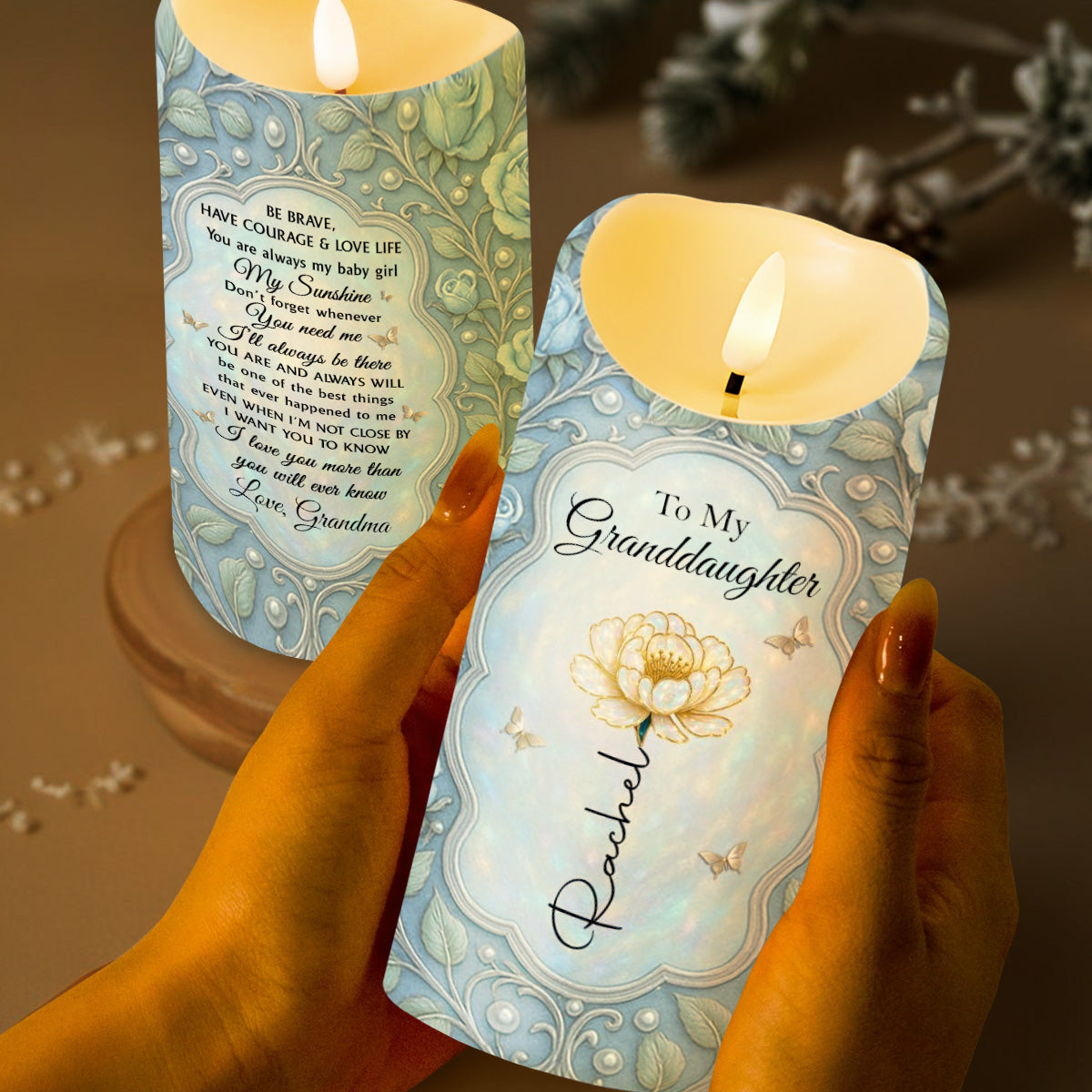 To My Granddaughter, Flower and Hearts Design