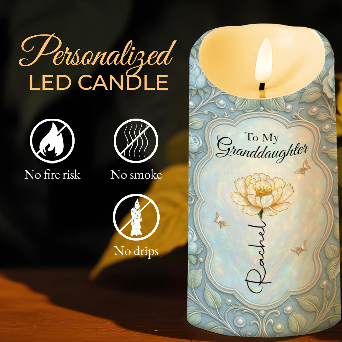 To My Granddaughter, Flower and Hearts Design