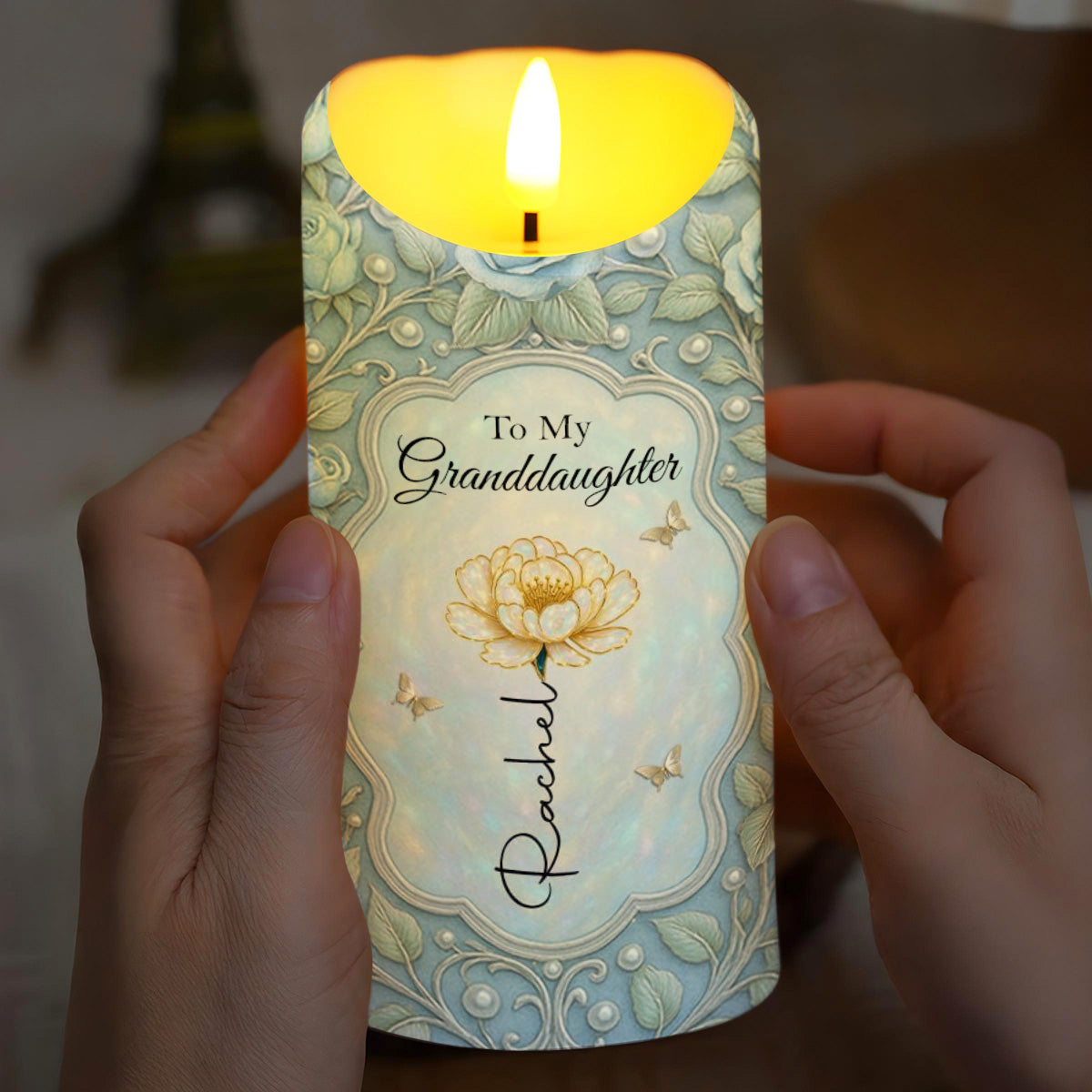 To My Granddaughter, Flower and Hearts Design