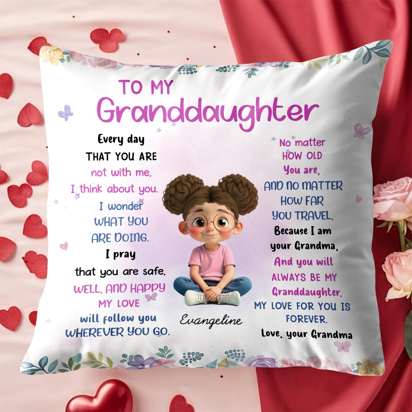 To My Granddaughter, Love Will Follow You Wherever You Go - Personalized Custom Pillow, Insert Included - GDT445_PLW