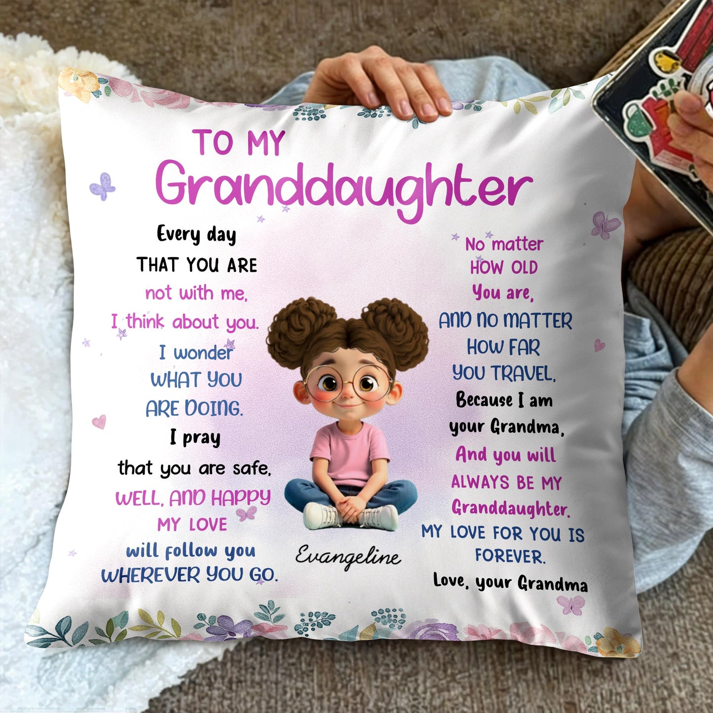 To My Granddaughter, Love Will Follow You Wherever You Go - Personalized Custom Pillow, Insert Included - GDT445_PLW