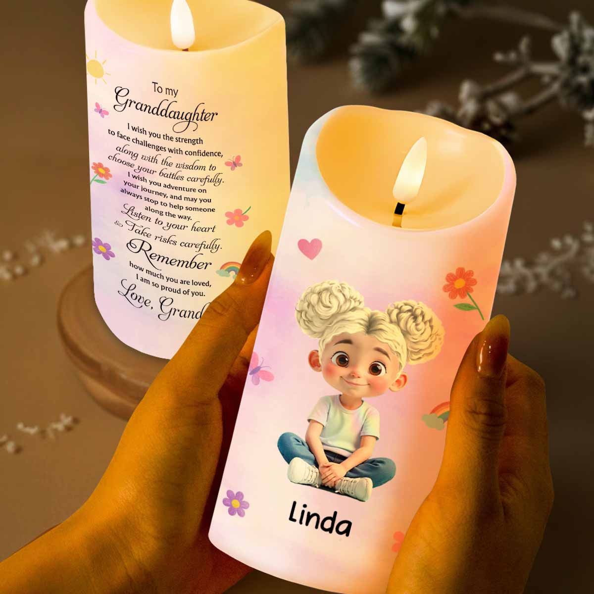 To My Granddaughter, Love And Wisdom Candle