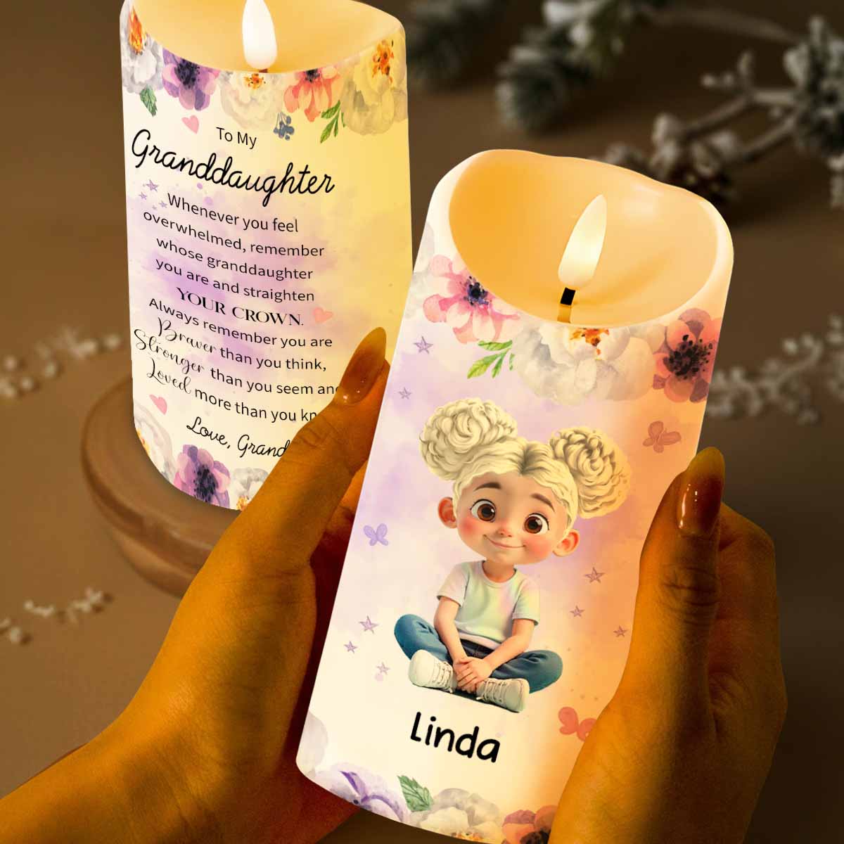 To My Granddaughter, Flowers And Crown Design