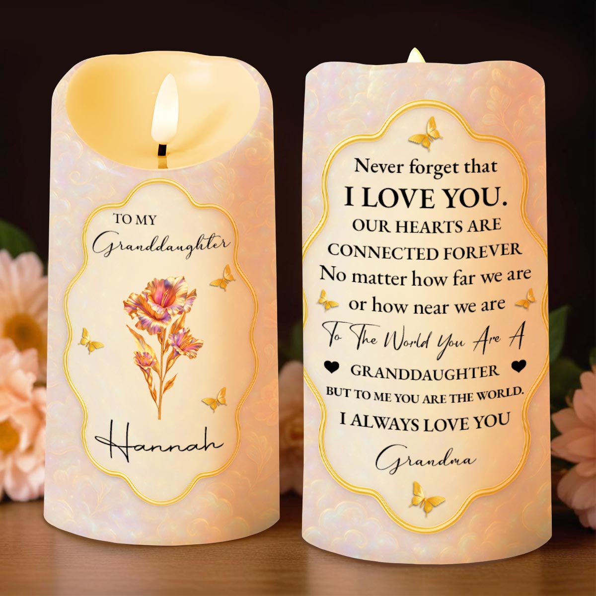 To My Granddaughter, Love From Grandma, Flowers And Butterflies