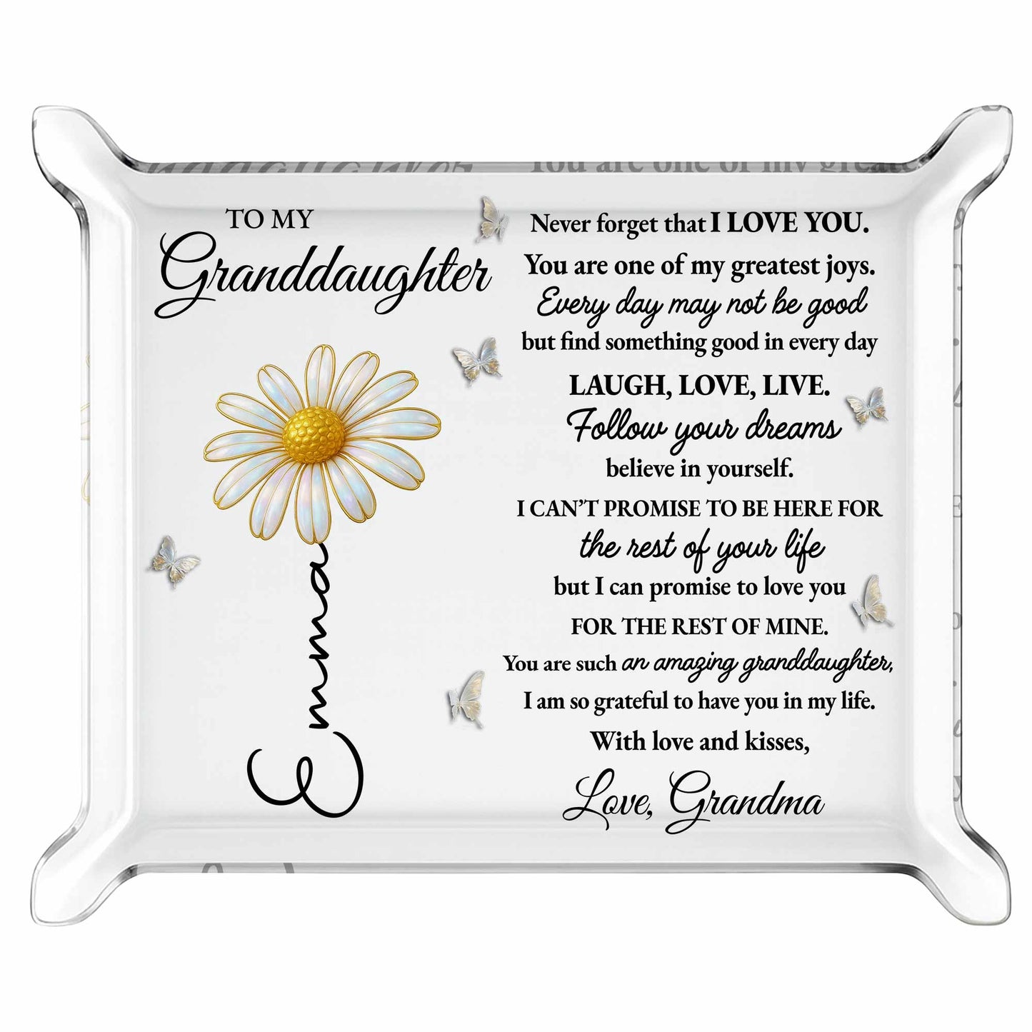 To My Granddaughter, Flower And Butterflies Design