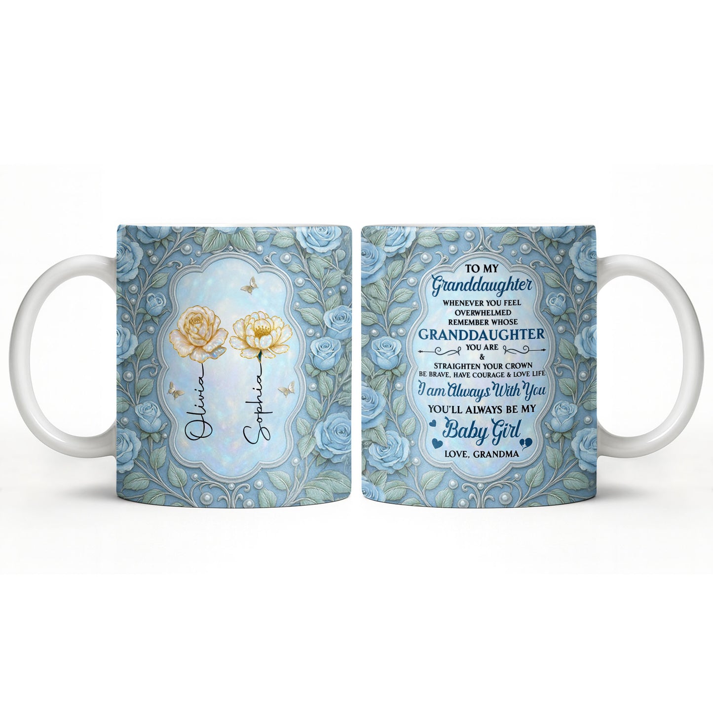 To My Granddaughter, Roses and Crowns Design