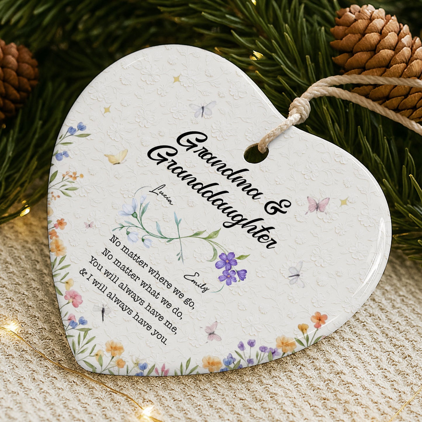 No Matter Where We Go, Flowers Heart Ornament