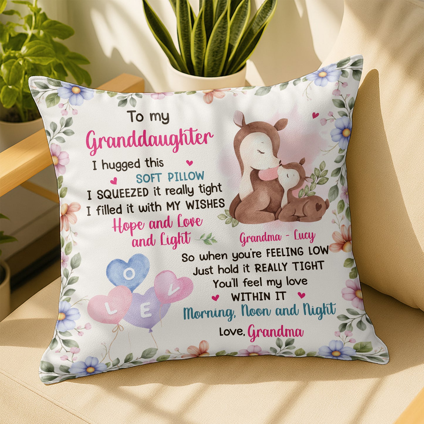 To My Granddaughter, Love And Wishes Soft Pillow