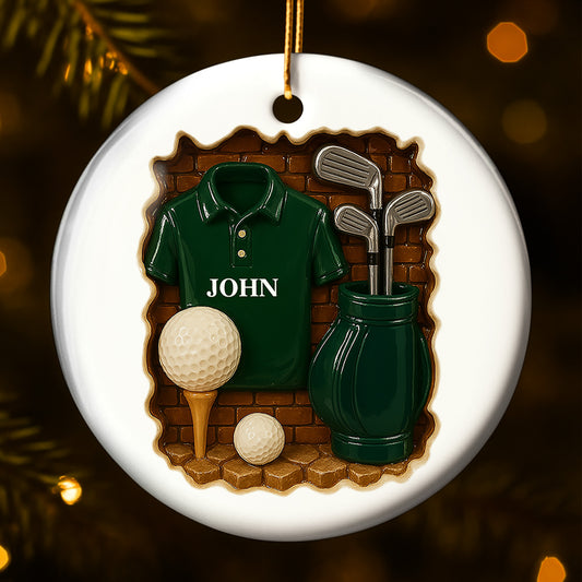 Célébrez votre amour du golf avec cette décoration personnalisée en céramique de forme ronde - GOLF005_RCE