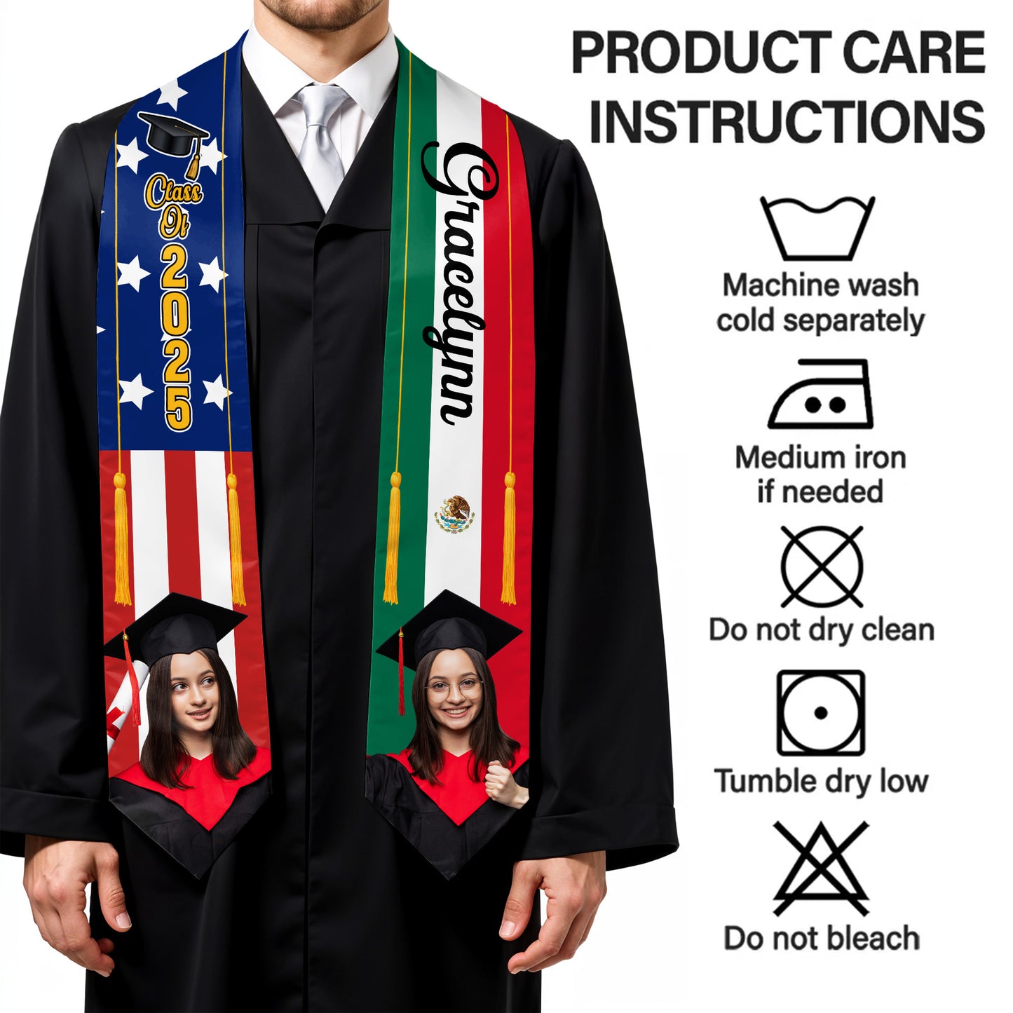Class Of 2025, American Flag, Graduation Cap, Stars