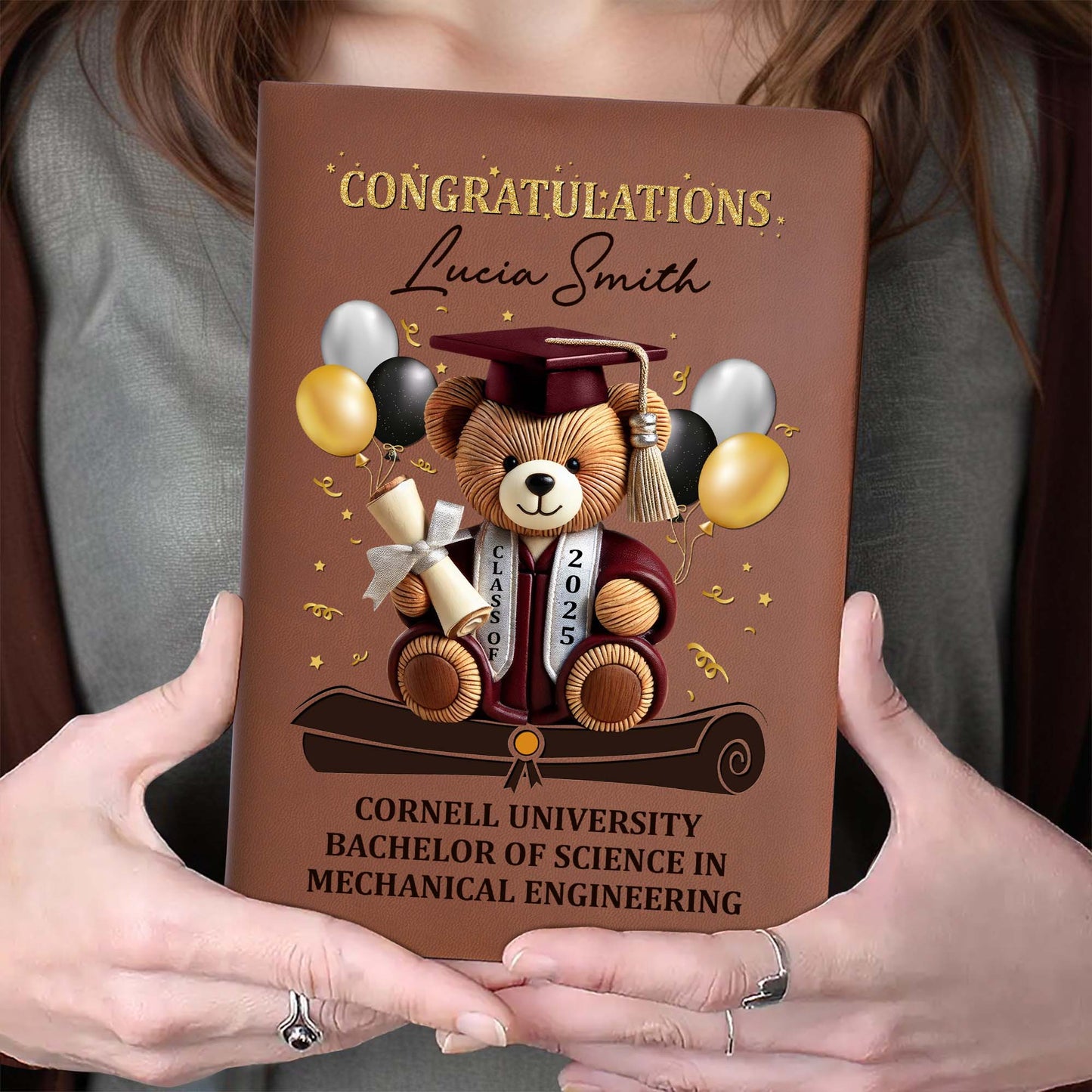 Congratulations Lucia Smith, Cornell University Bachelor of Science in Mechanical Engineering, Teddy Bear, Graduation Cap