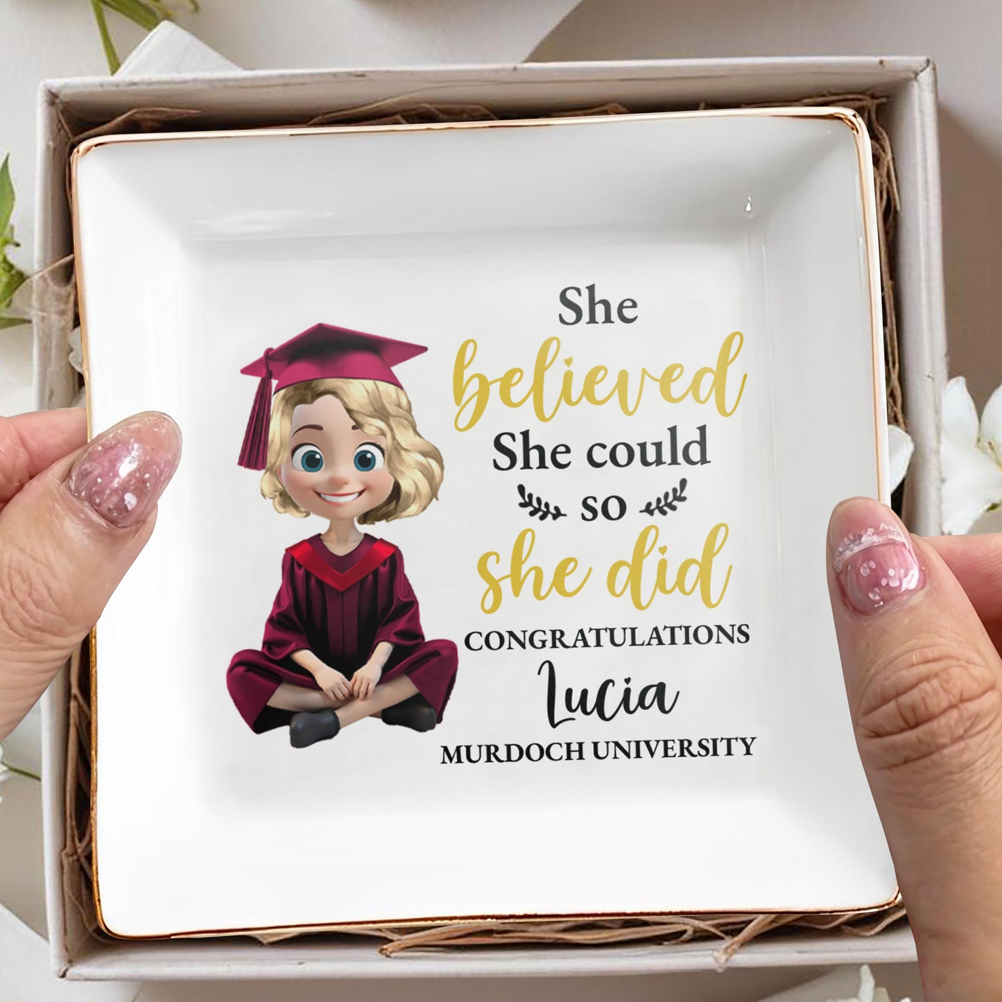 She Believed She Could So She Did Congratulations, Graduation Cap And Animated Character