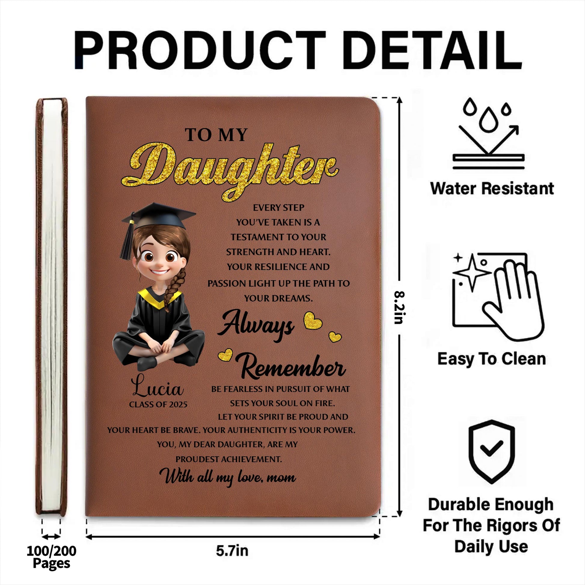 To My Daughter, Always Remember, Graduation Cap and Hearts