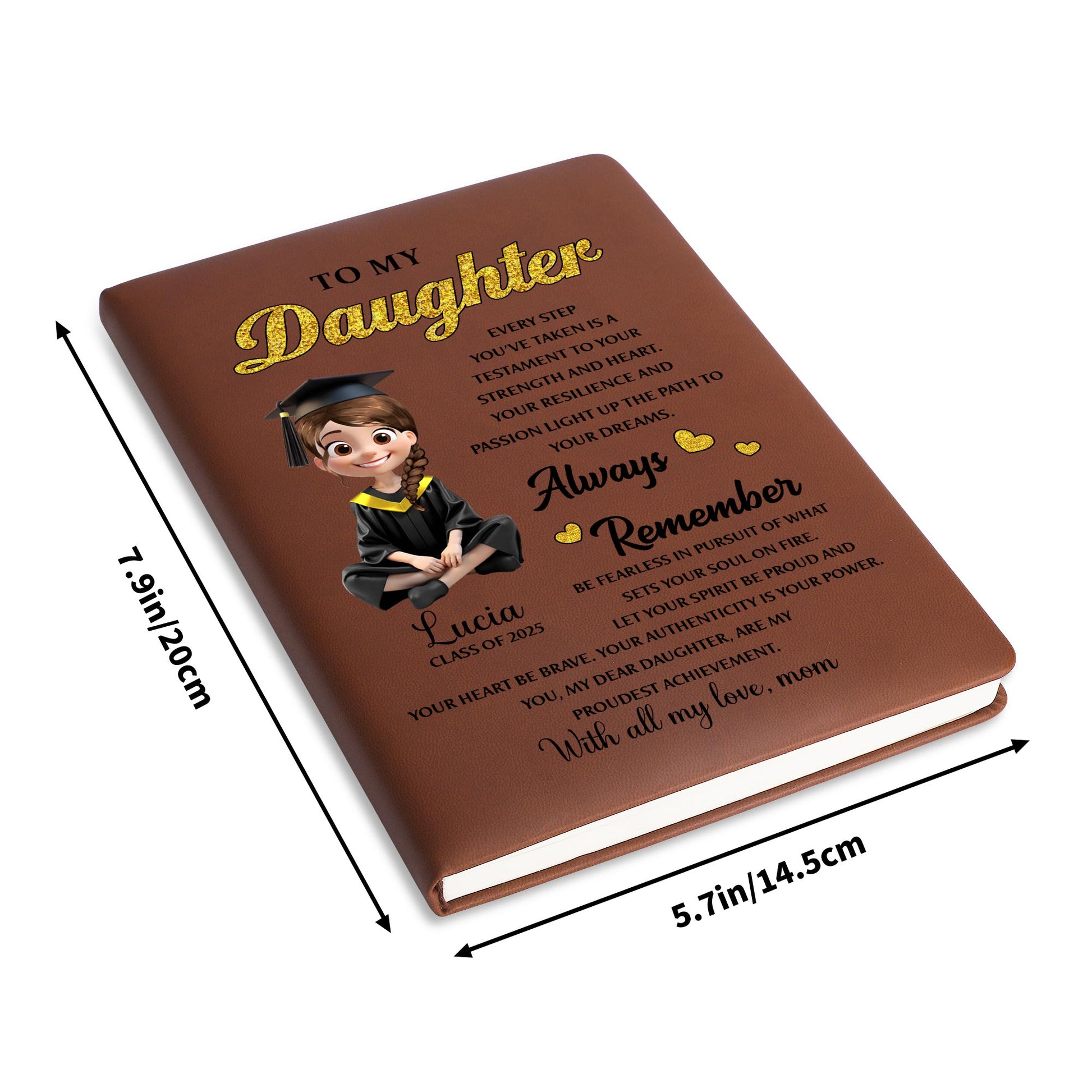 To My Daughter, Always Remember, Graduation Cap and Hearts