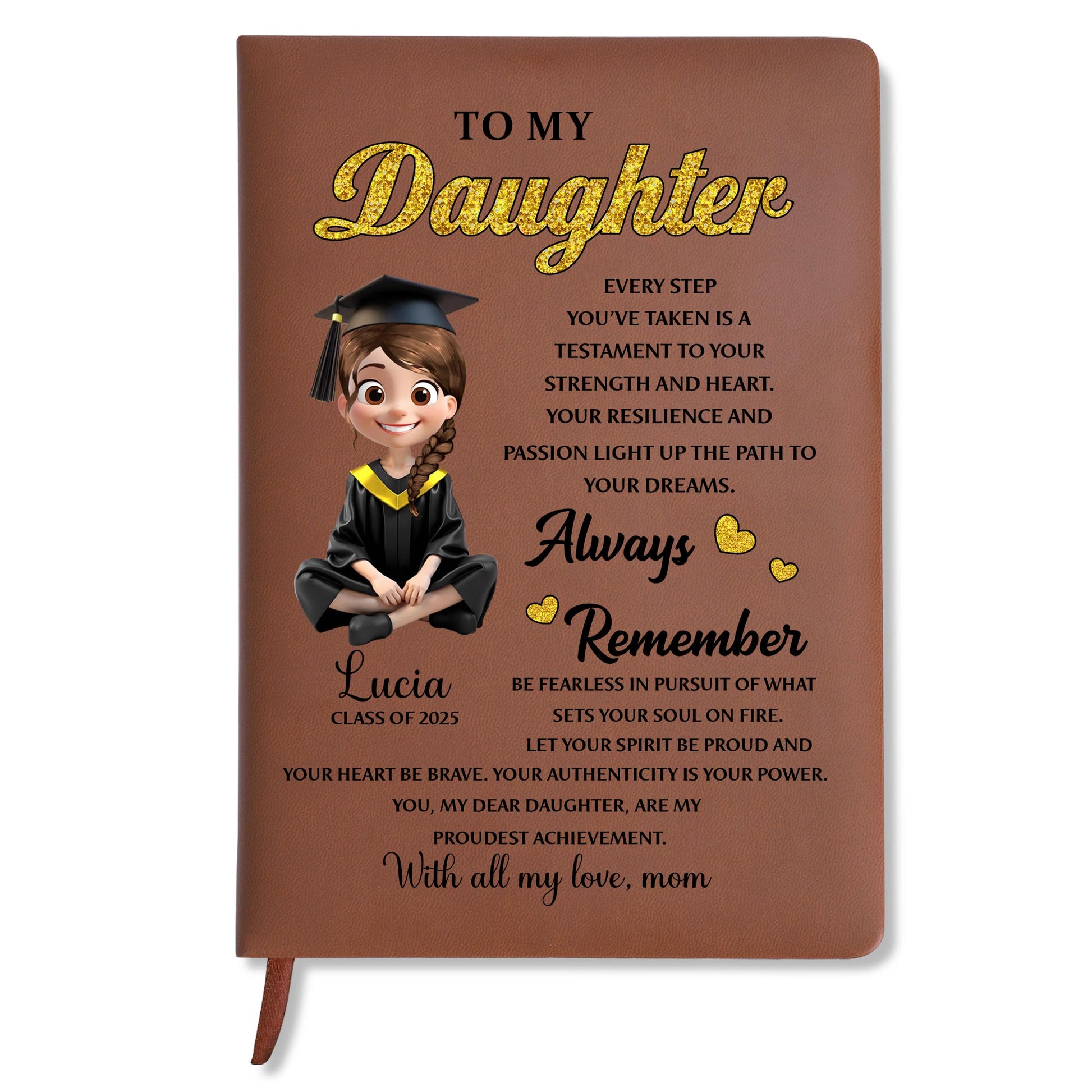 To My Daughter, Always Remember, Graduation Cap and Hearts