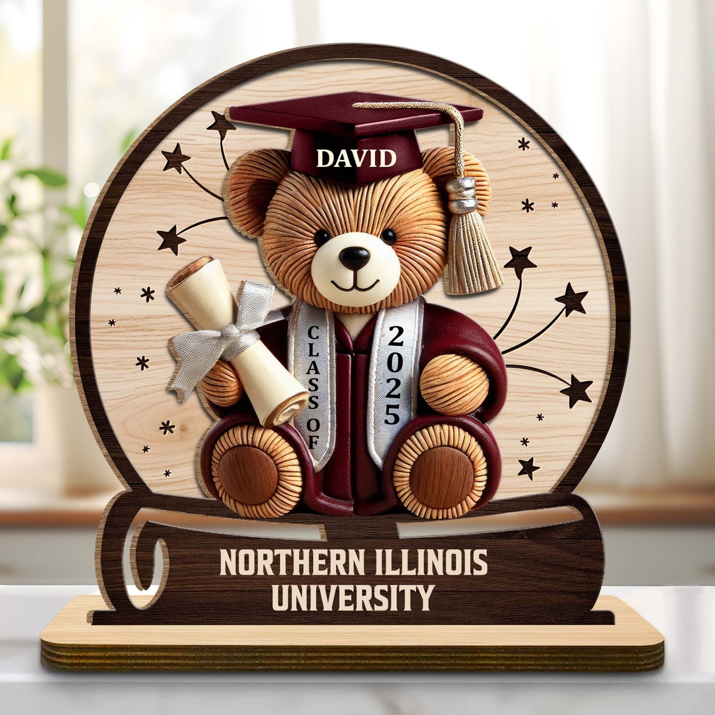 Celebrate Your Achievements Wooden Graduate Teddy Bear Plaque