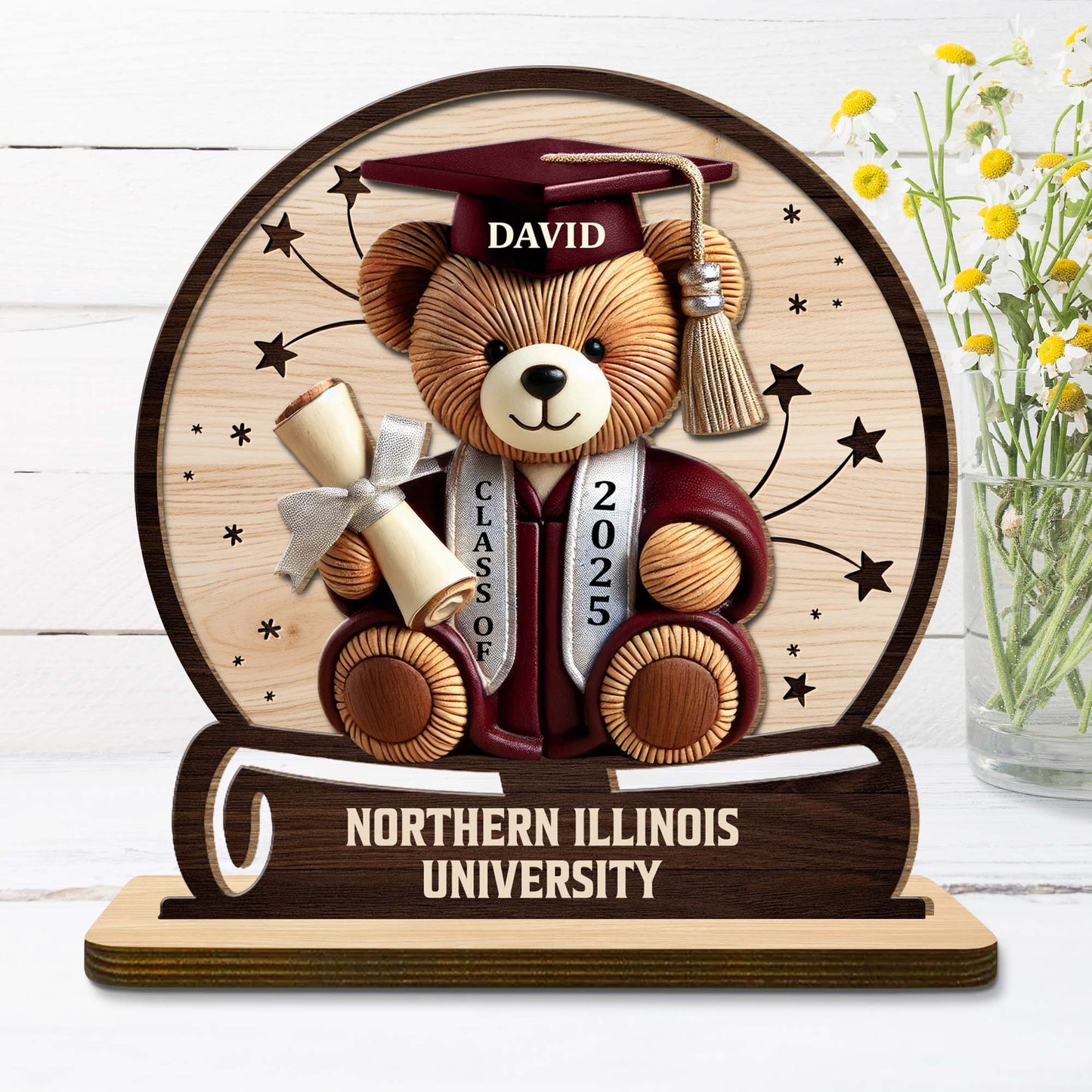 Celebrate Your Achievements Wooden Graduate Teddy Bear Plaque