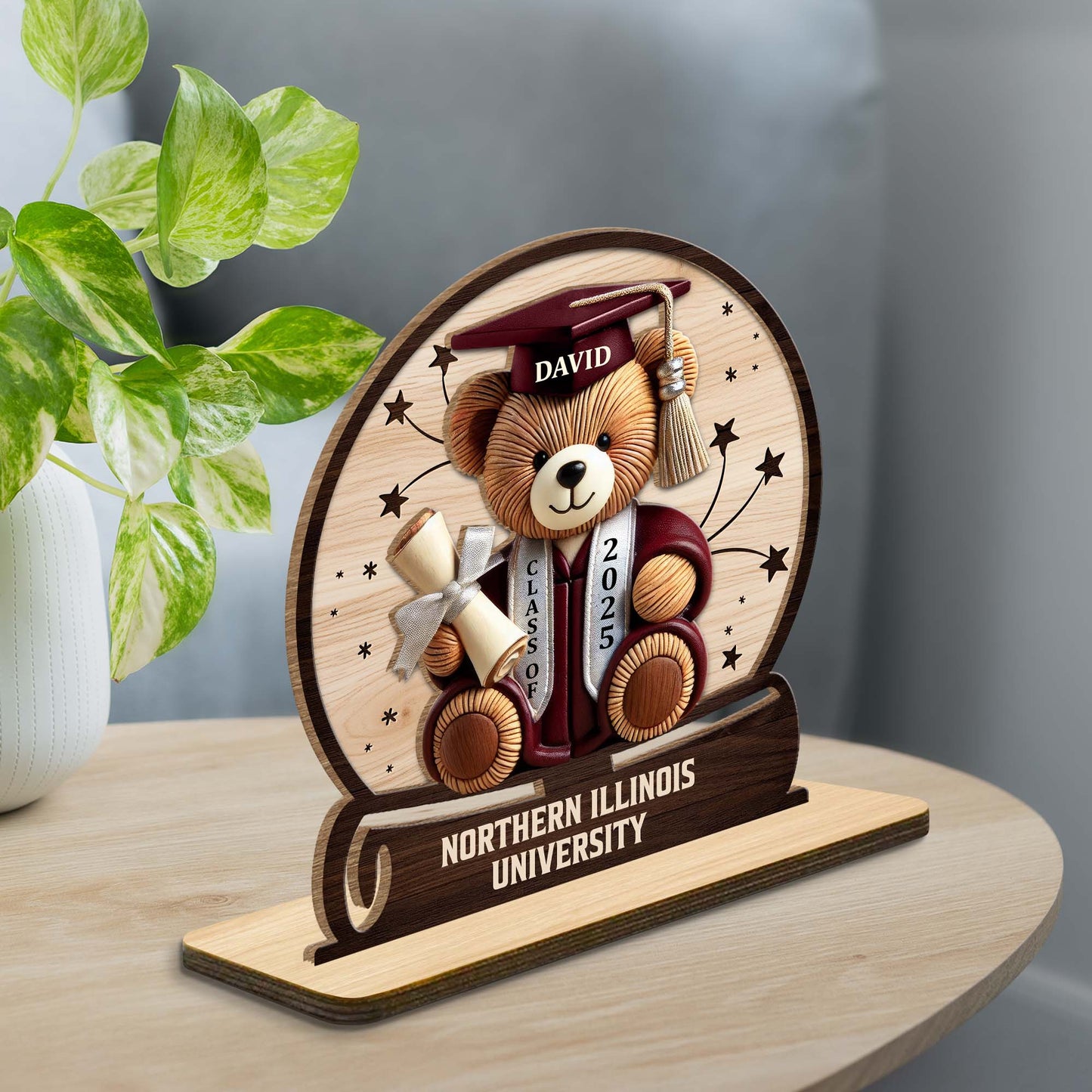 Celebrate Your Achievements Wooden Graduate Teddy Bear Plaque