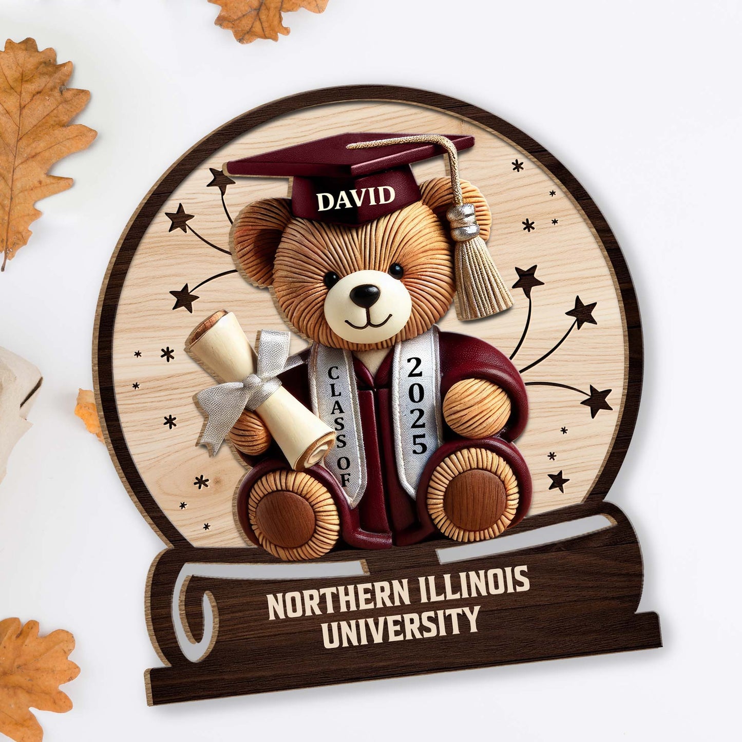 Celebrate Your Achievements Wooden Graduate Teddy Bear Plaque