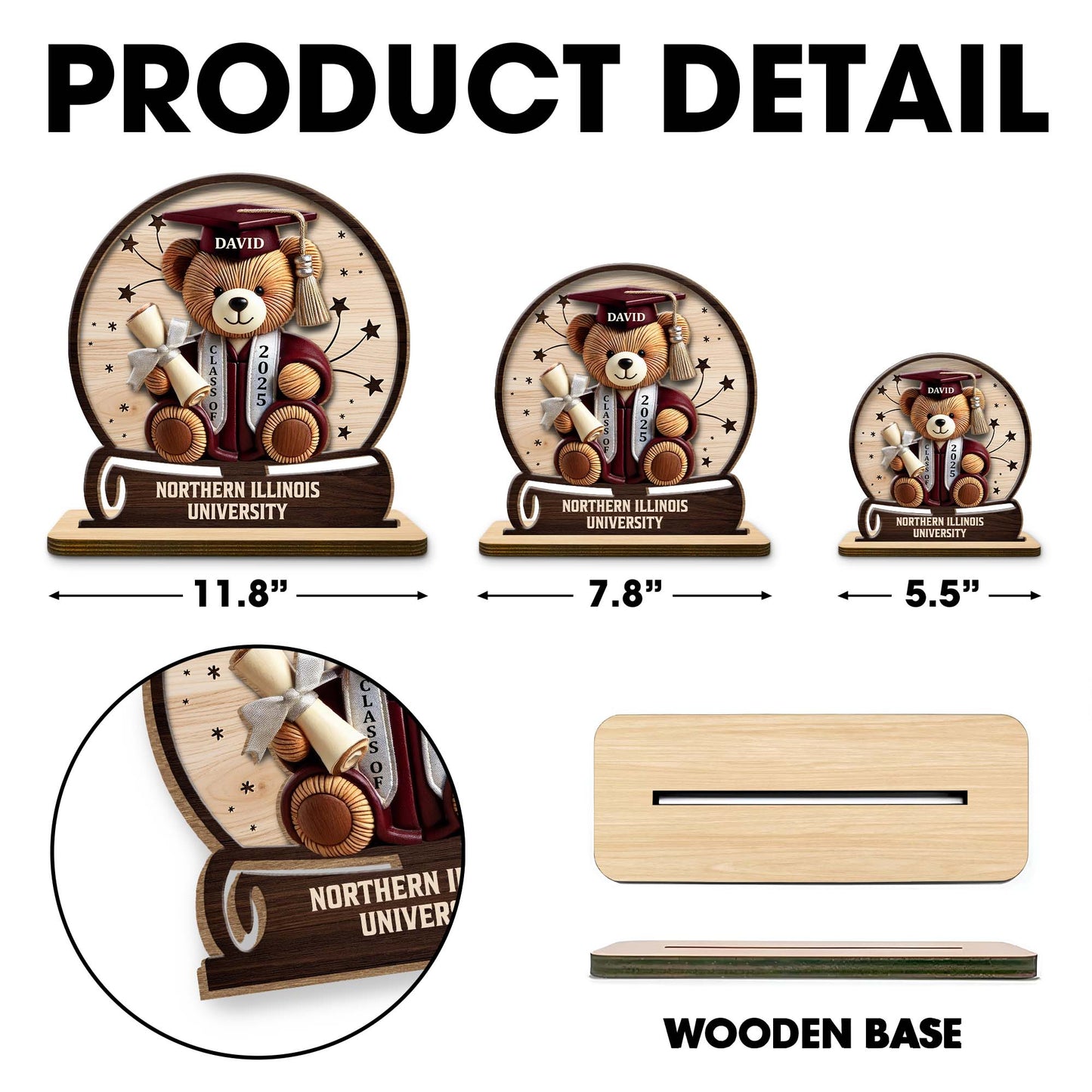 Celebrate Your Achievements Wooden Graduate Teddy Bear Plaque