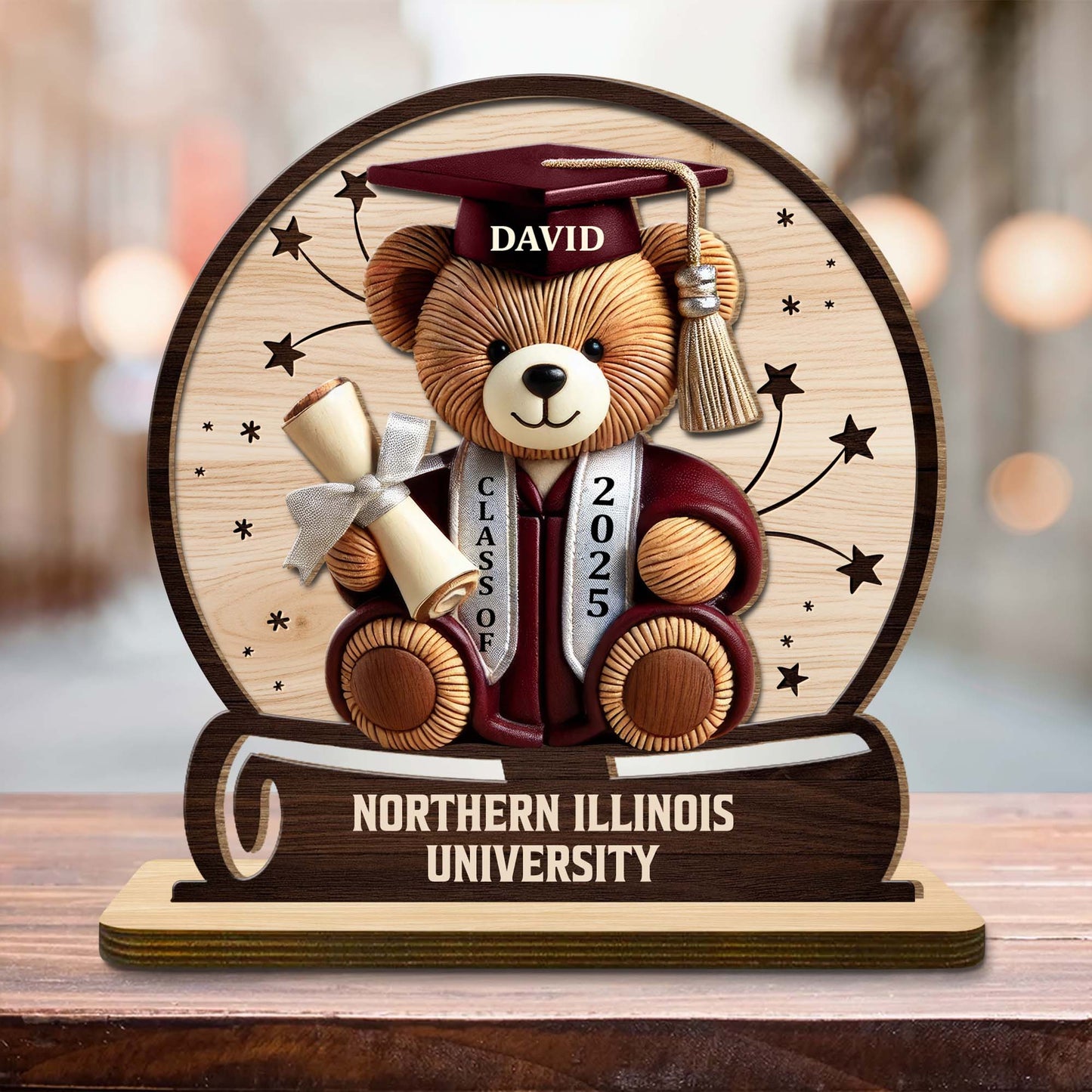 Celebrate Your Achievements Wooden Graduate Teddy Bear Plaque