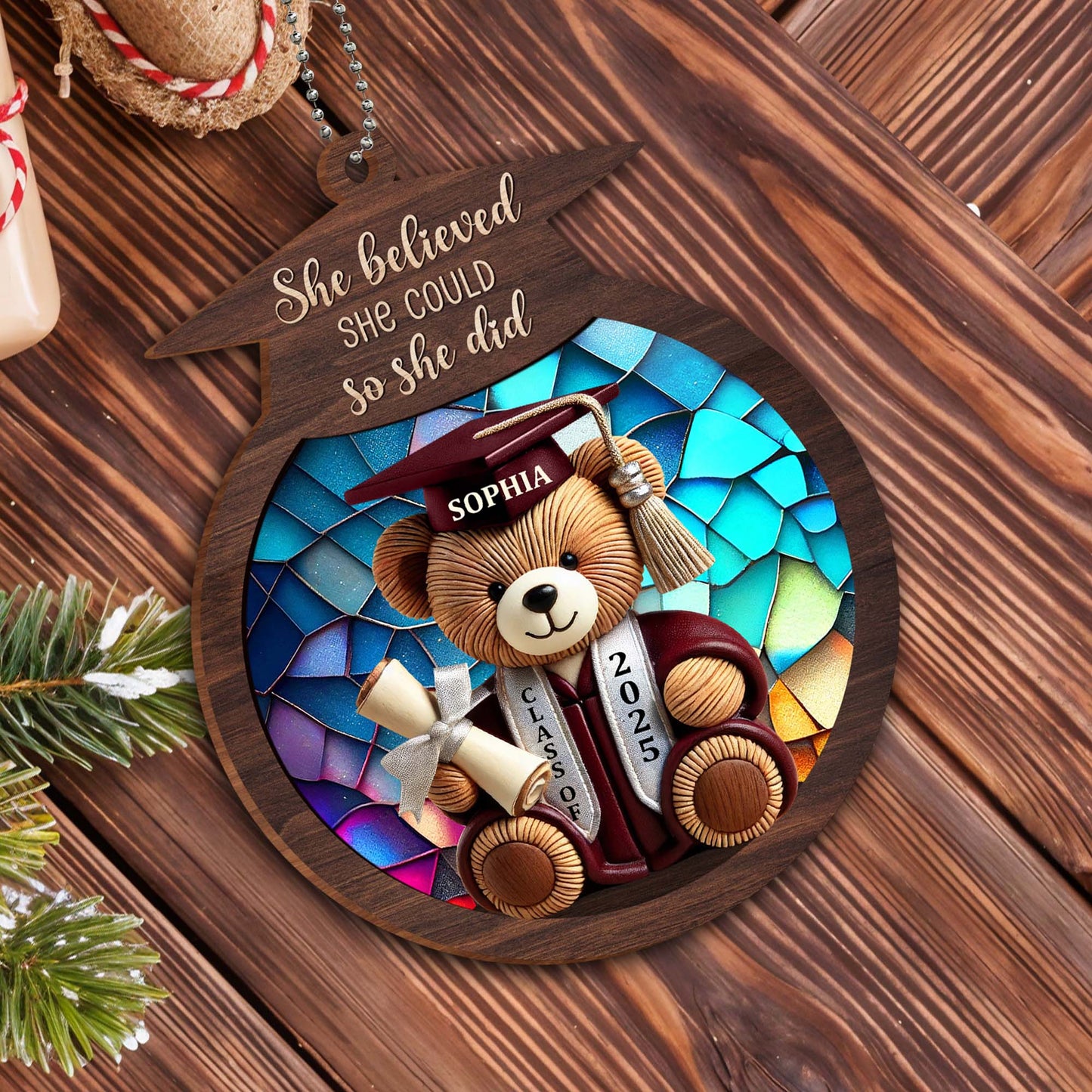 She Believed She Could So She Did, Teddy Bear, Graduation Cap